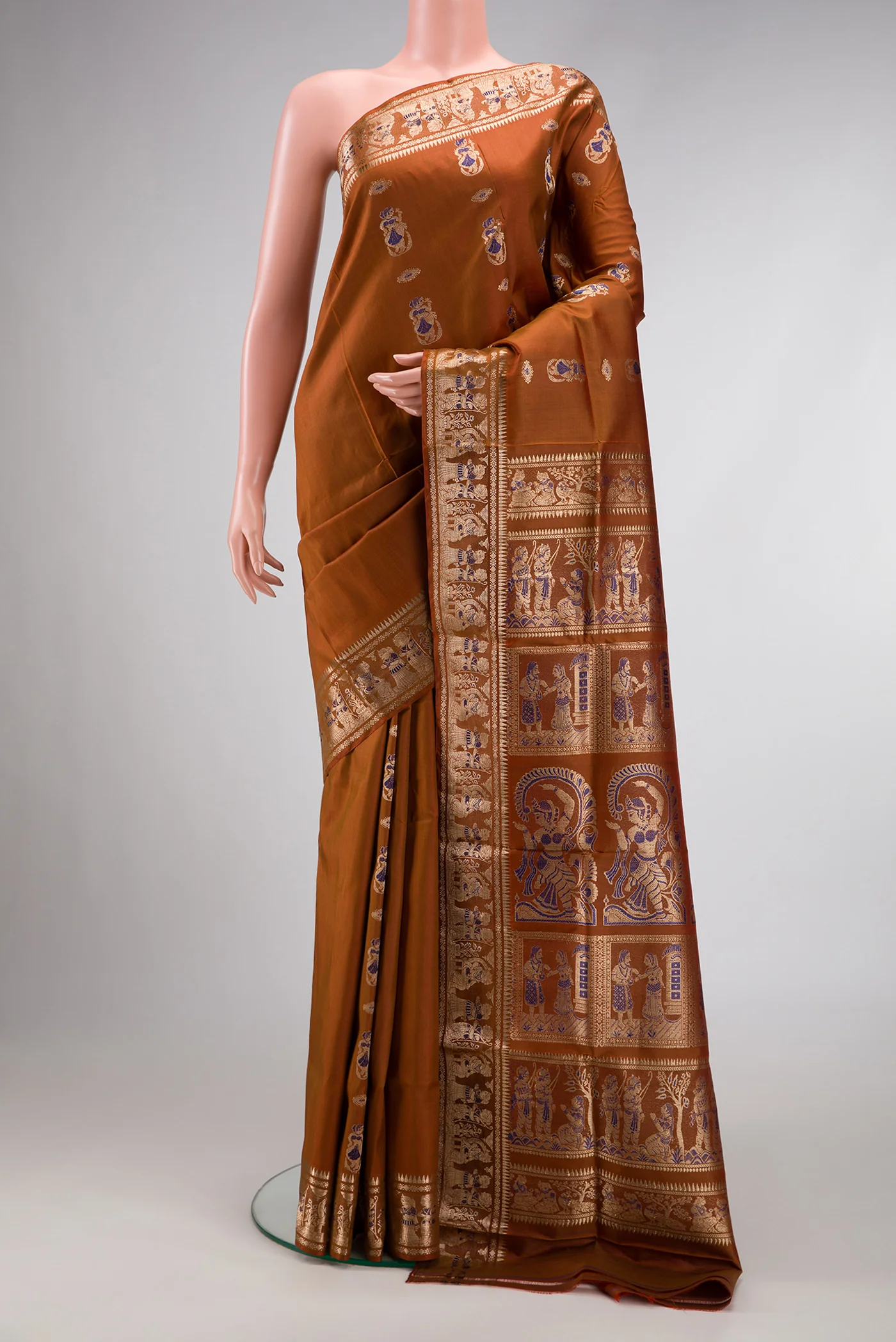 Caramel Baluchari Silk Saree
