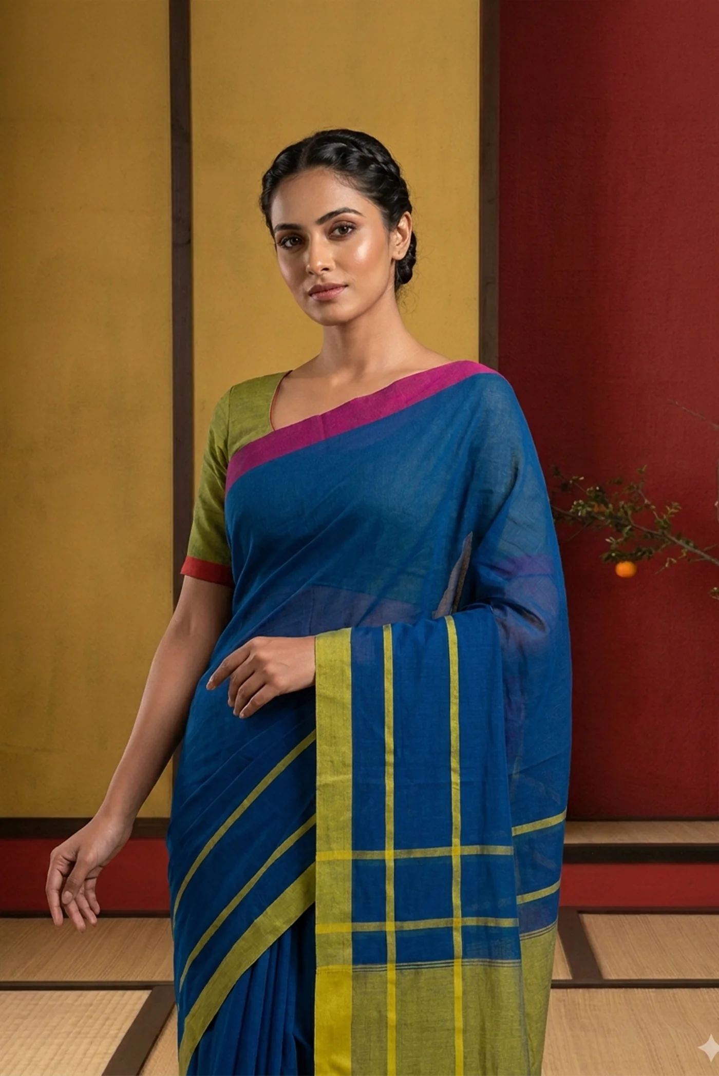 Blue Cotton Saree