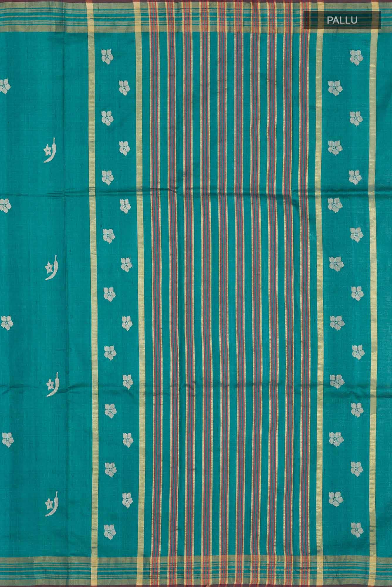Chili Lily-Green Tussar Silk Saree - Image 5