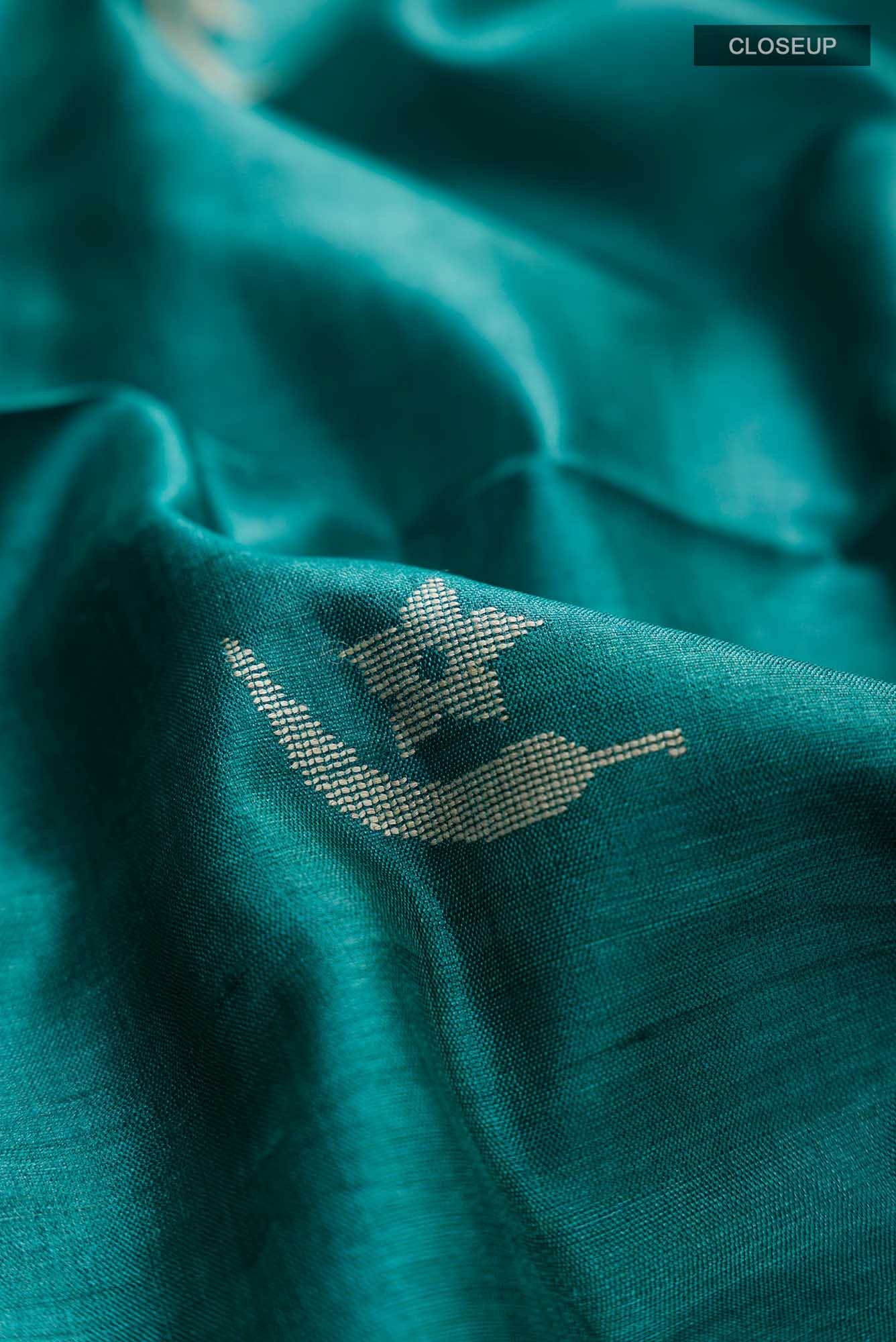 Chili Lily-Green Tussar Silk Saree - Image 9