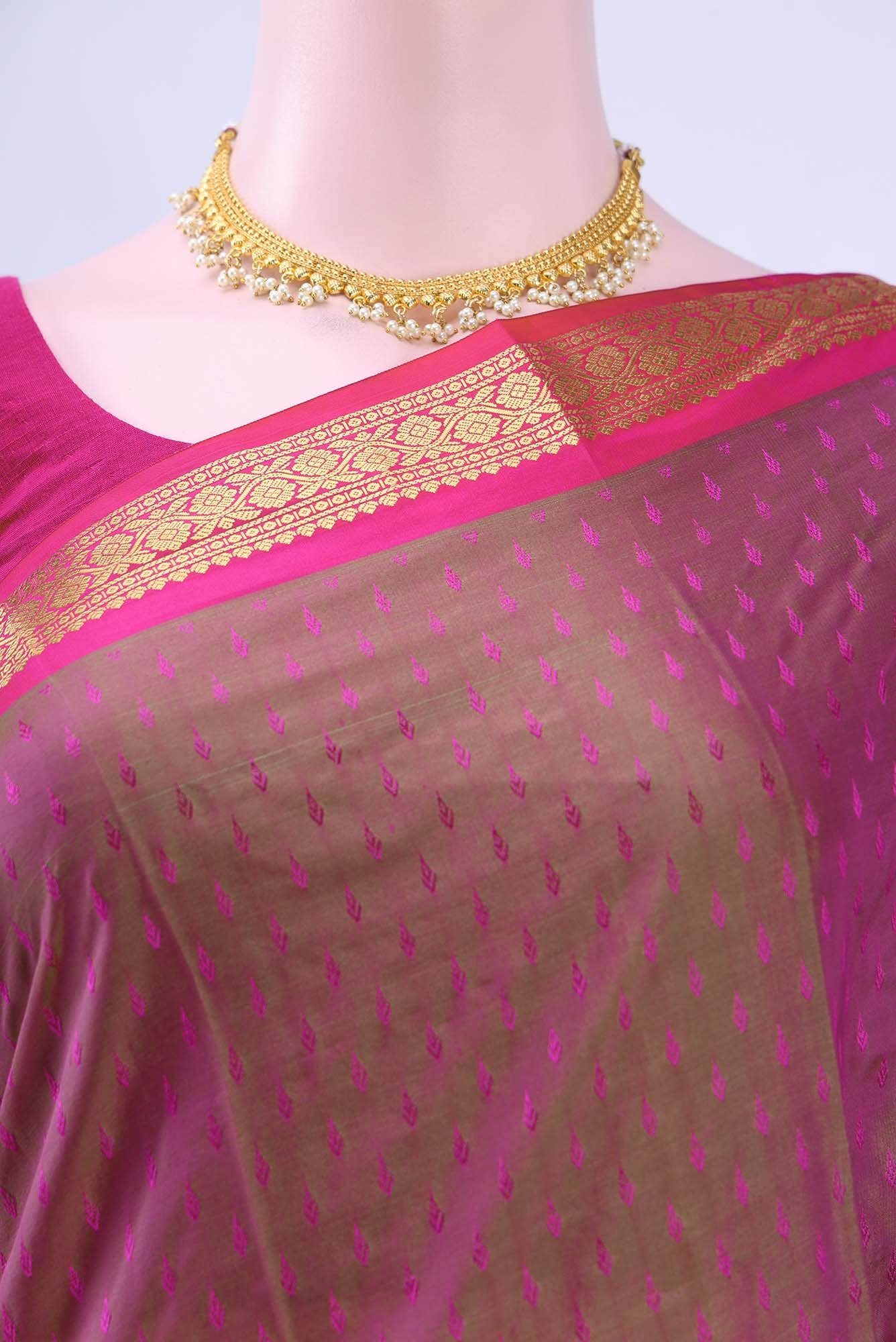 Cinnamon Blended Bangalore Silk Saree - Image 3