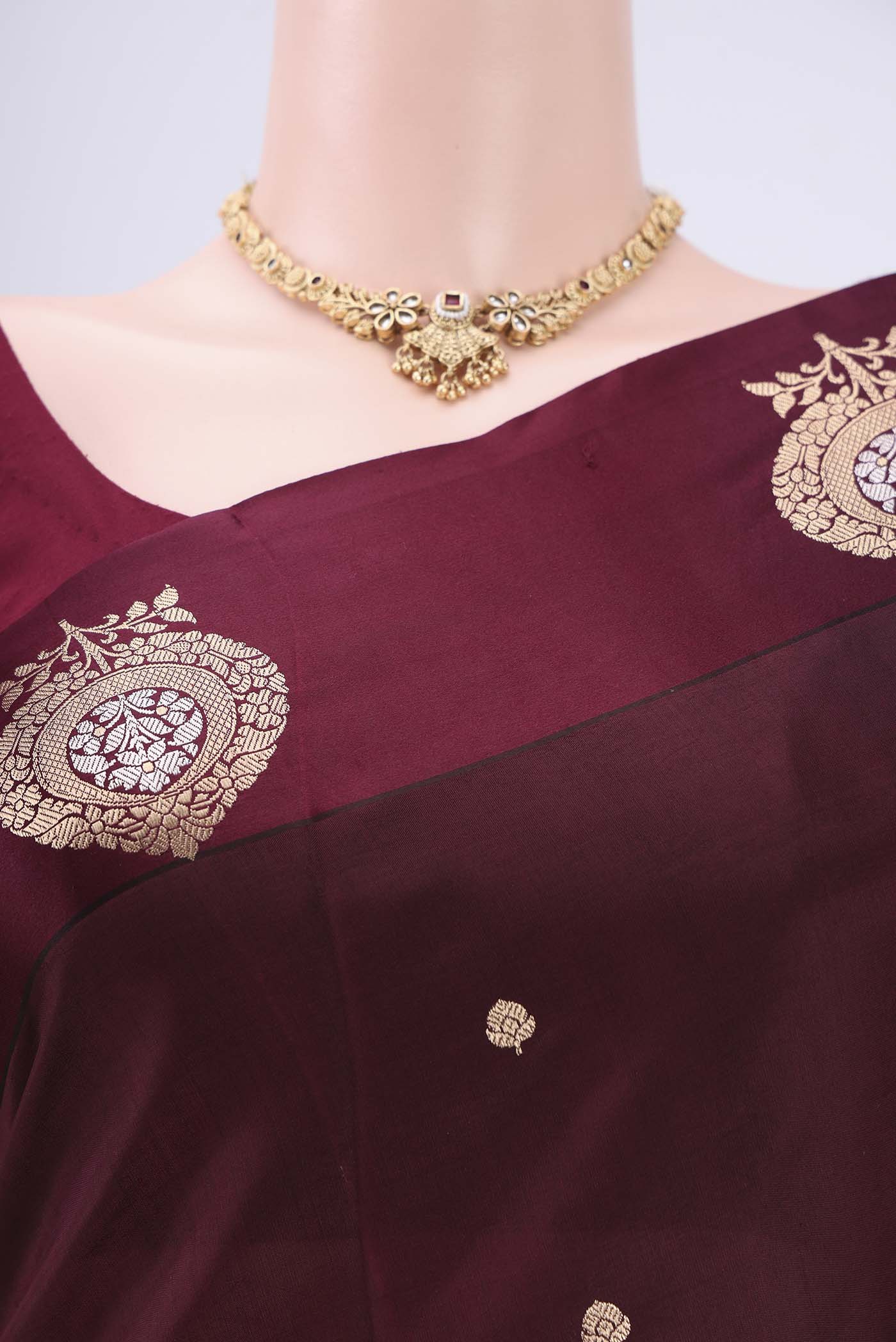 Coffee Brown Banarasi Katan Silk Saree - Image 2