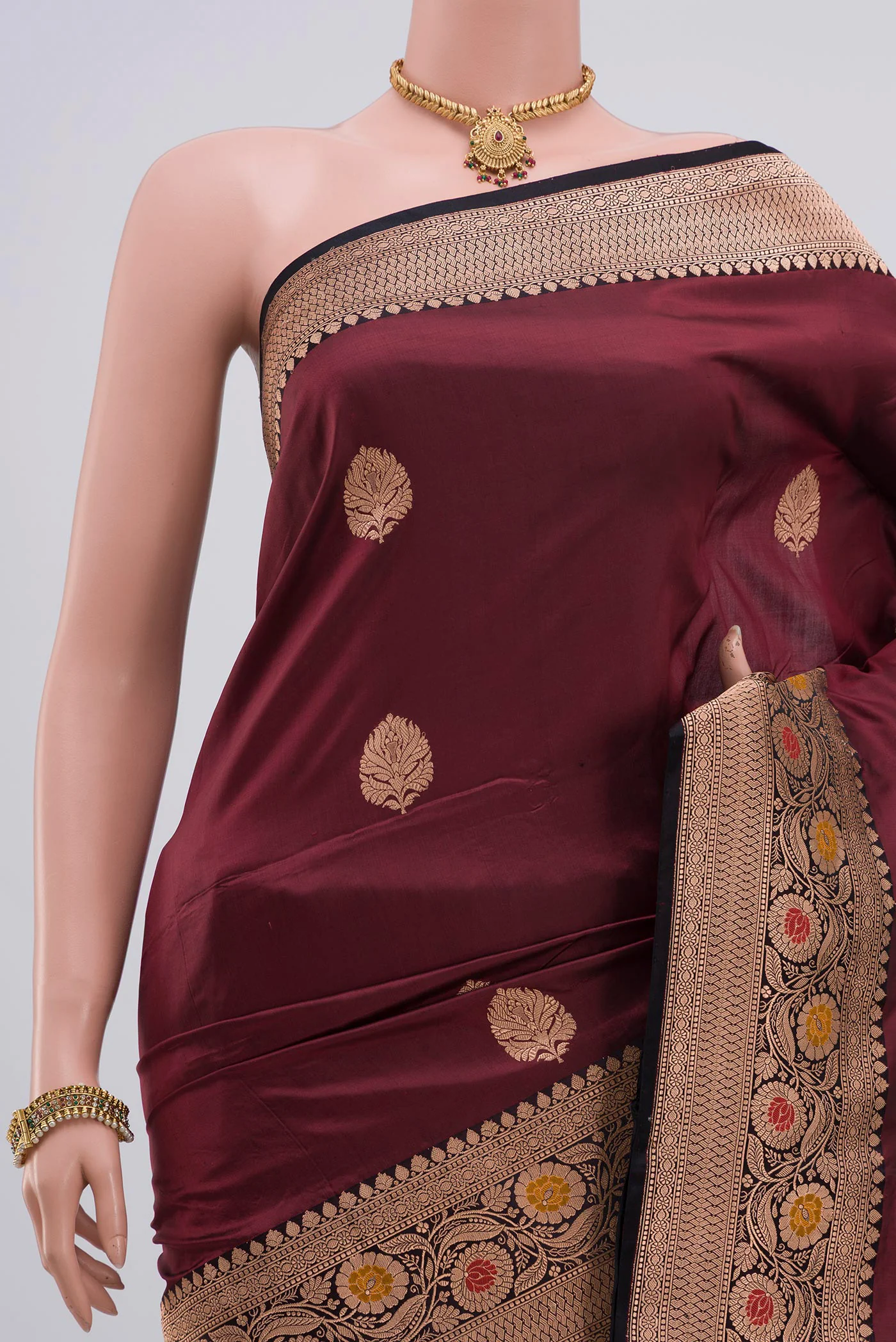 Coffee Brown Banarasi Katan Silk Saree - Image 2