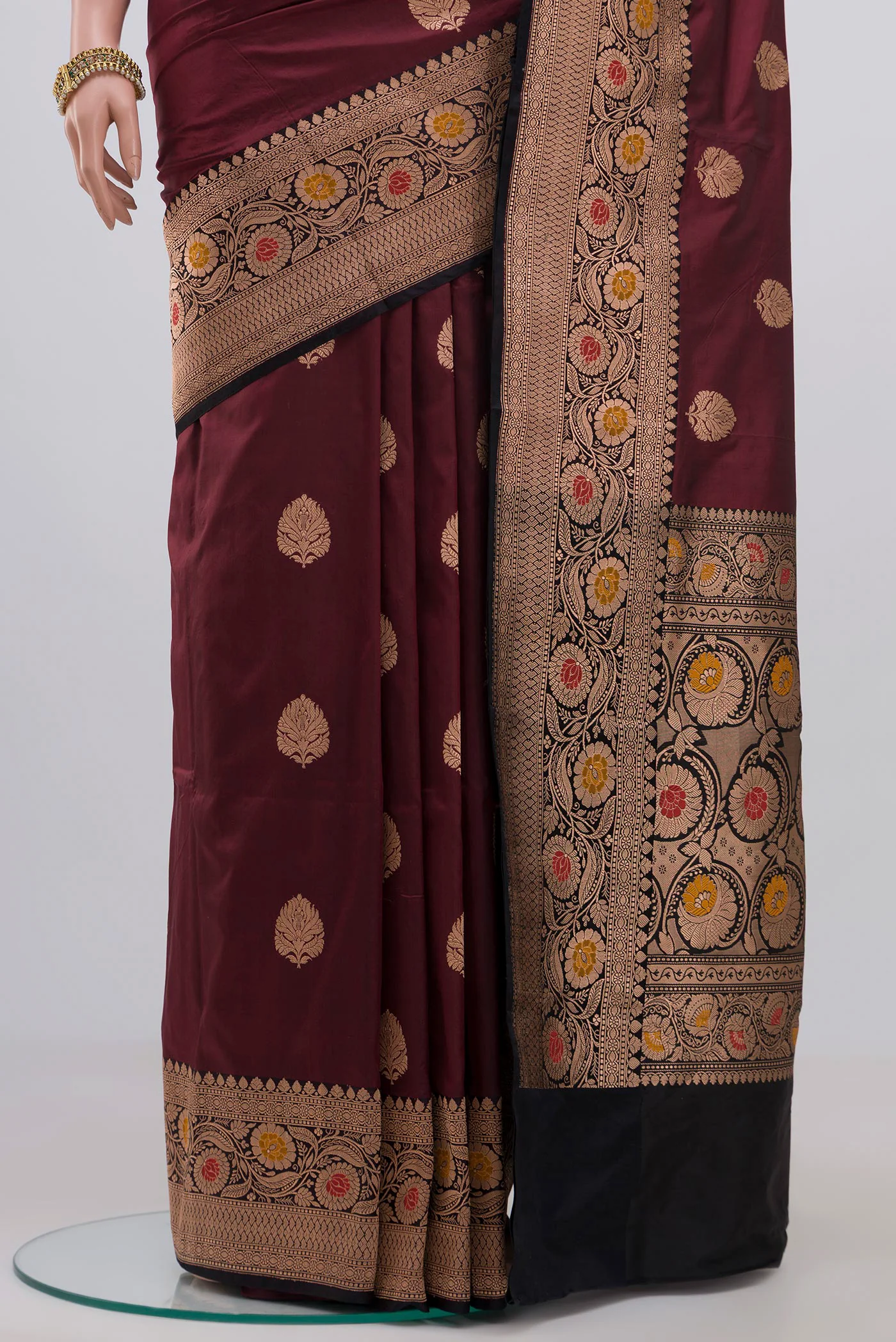Coffee Brown Banarasi Katan Silk Saree - Image 3