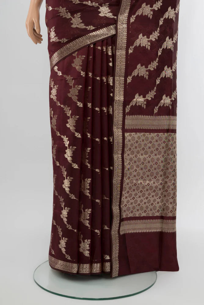 Coffee Brown Banarasi Raw Silk Saree - Image 3