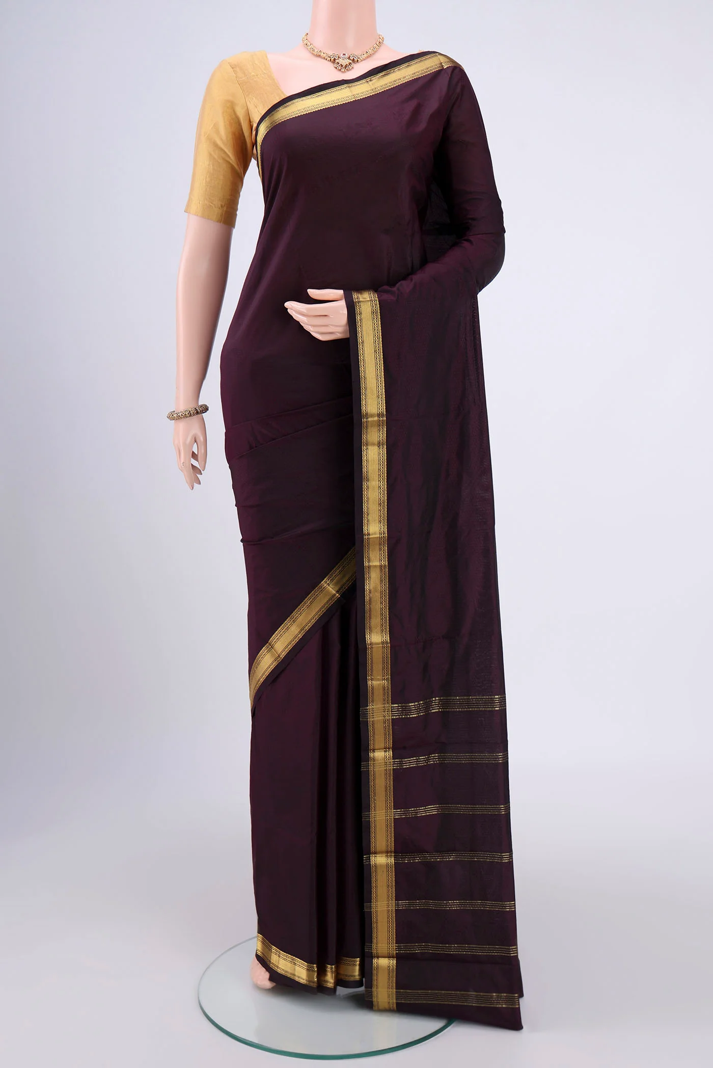 Coffee Brown Blended Bangalore Silk Saree