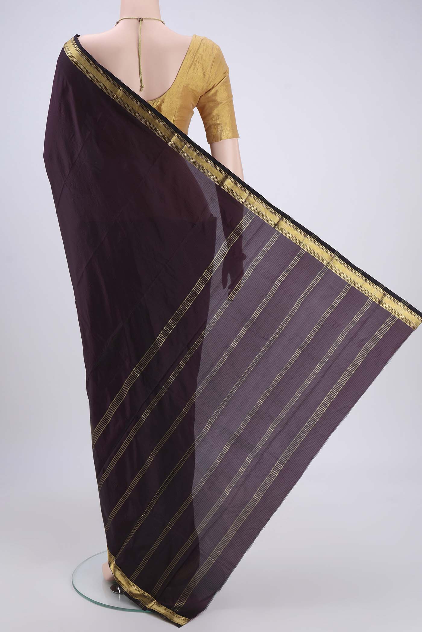 Coffee Brown Blended Bangalore Silk Saree - Image 3