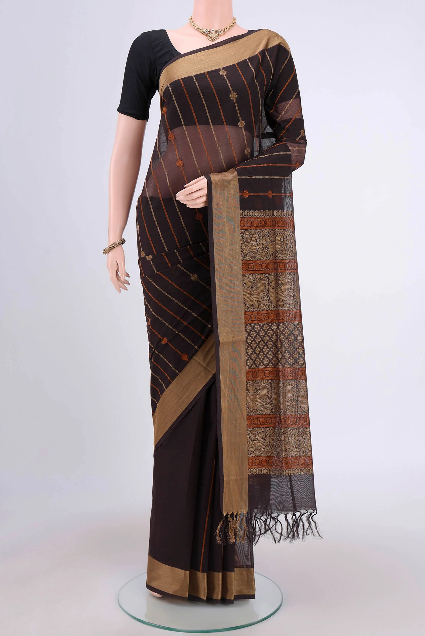 Coffee Brown Coimbatore Cotton Saree