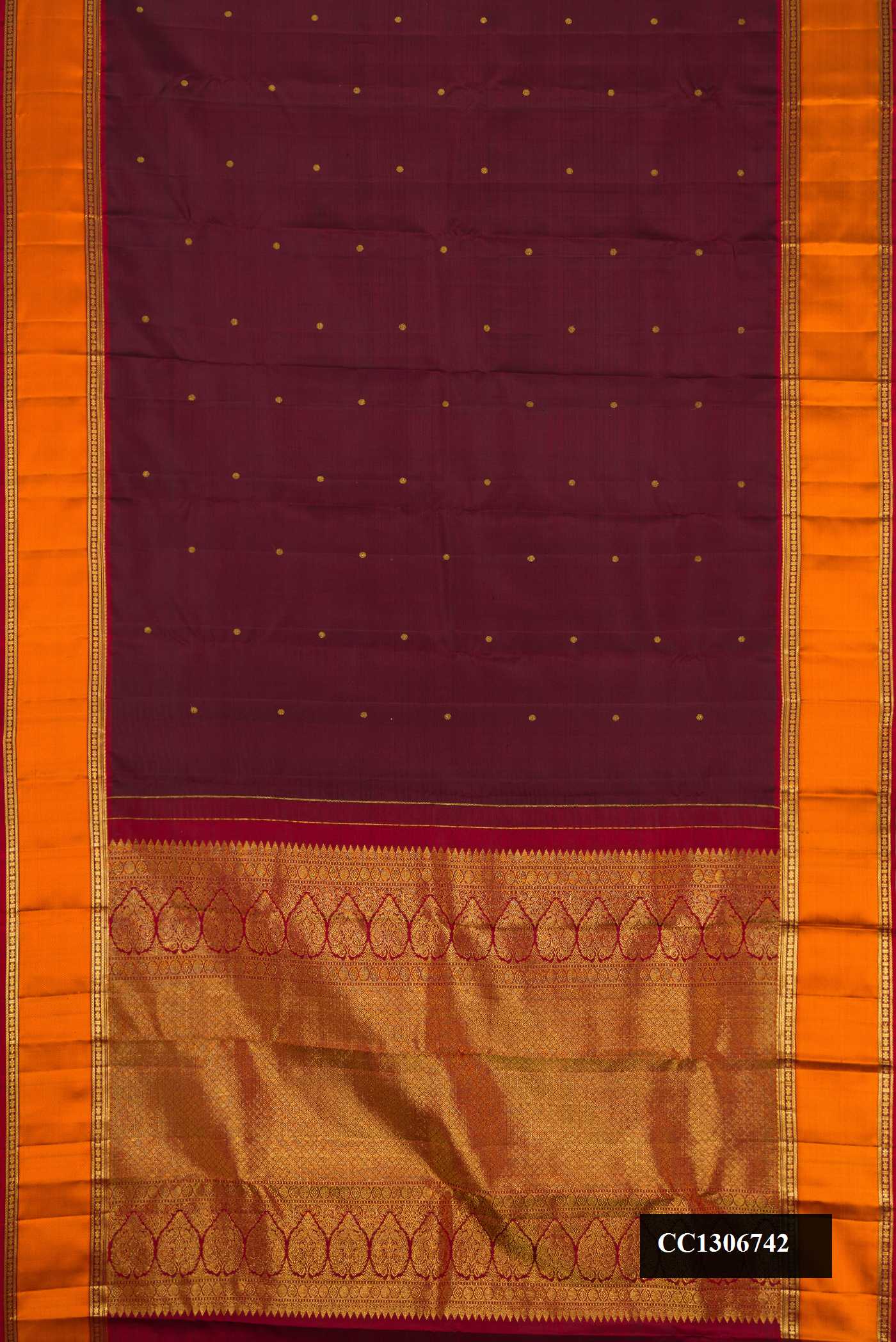 Coffee Brown Dual Tone Kanchipuram Silk Saree