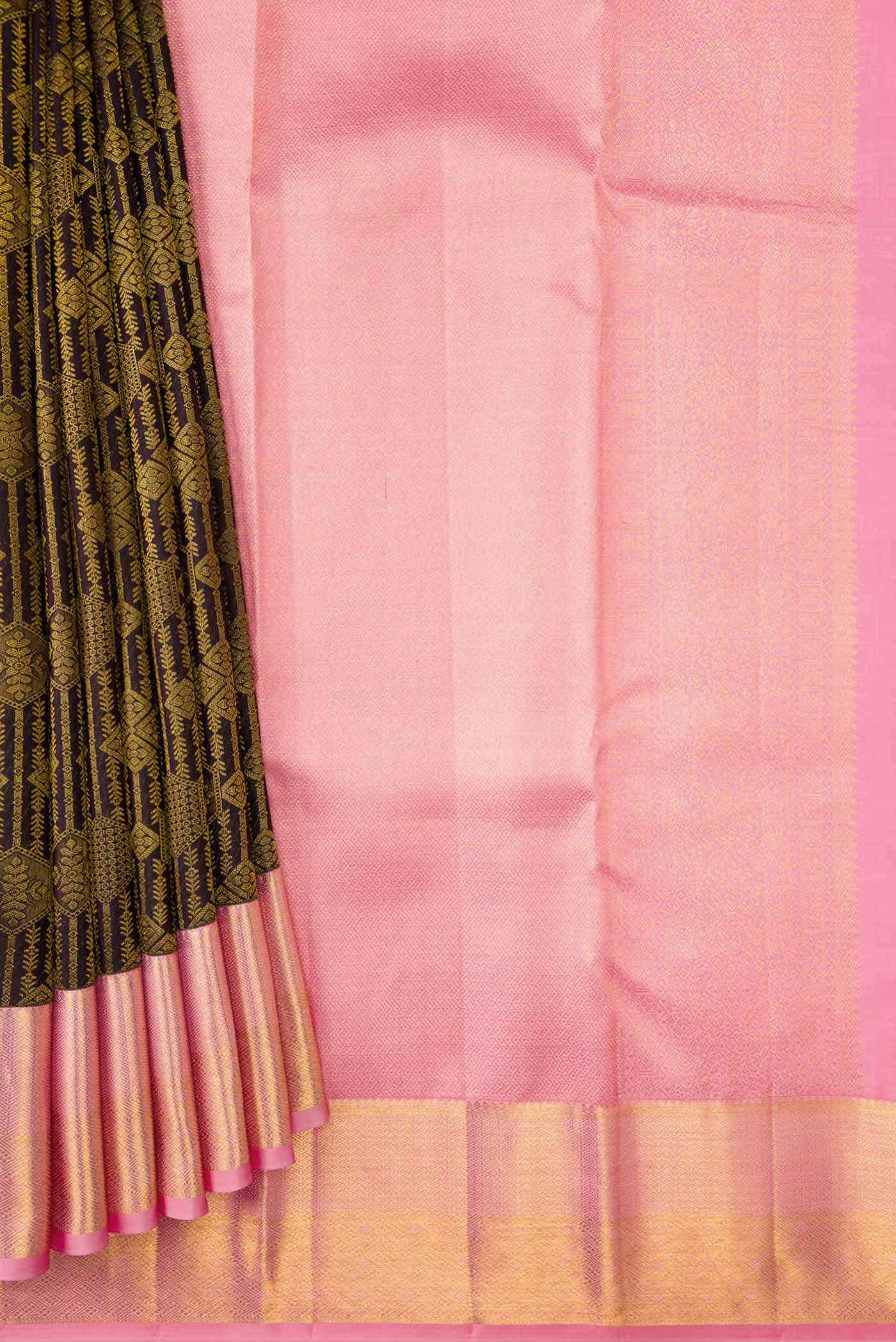 Coffee Brown Dual Tone Kanjivaram Silk Saree - Image 2