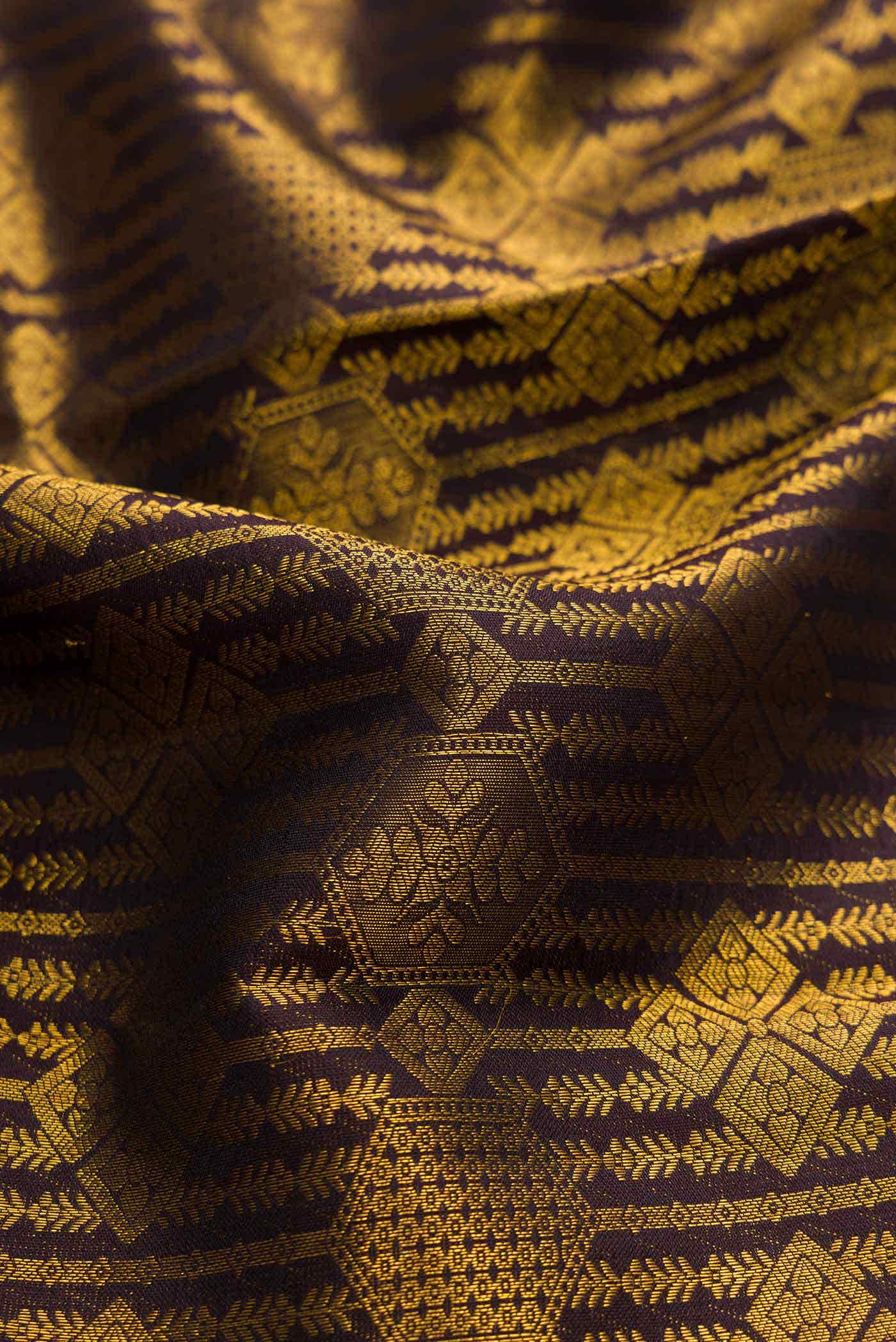 Coffee Brown Dual Tone Kanjivaram Silk Saree - Image 3