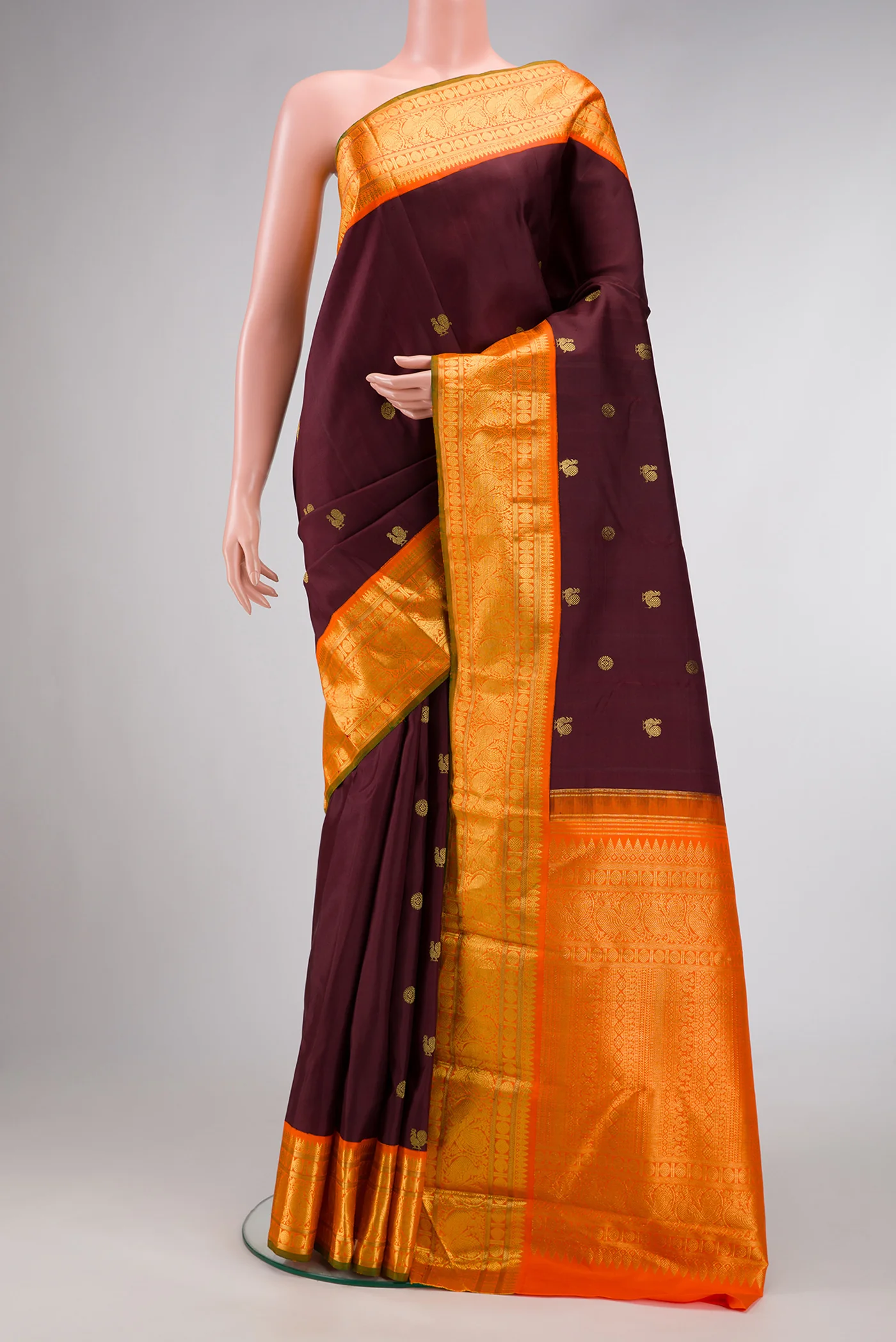 Coffee Brown Kanjivaram Silk Saree