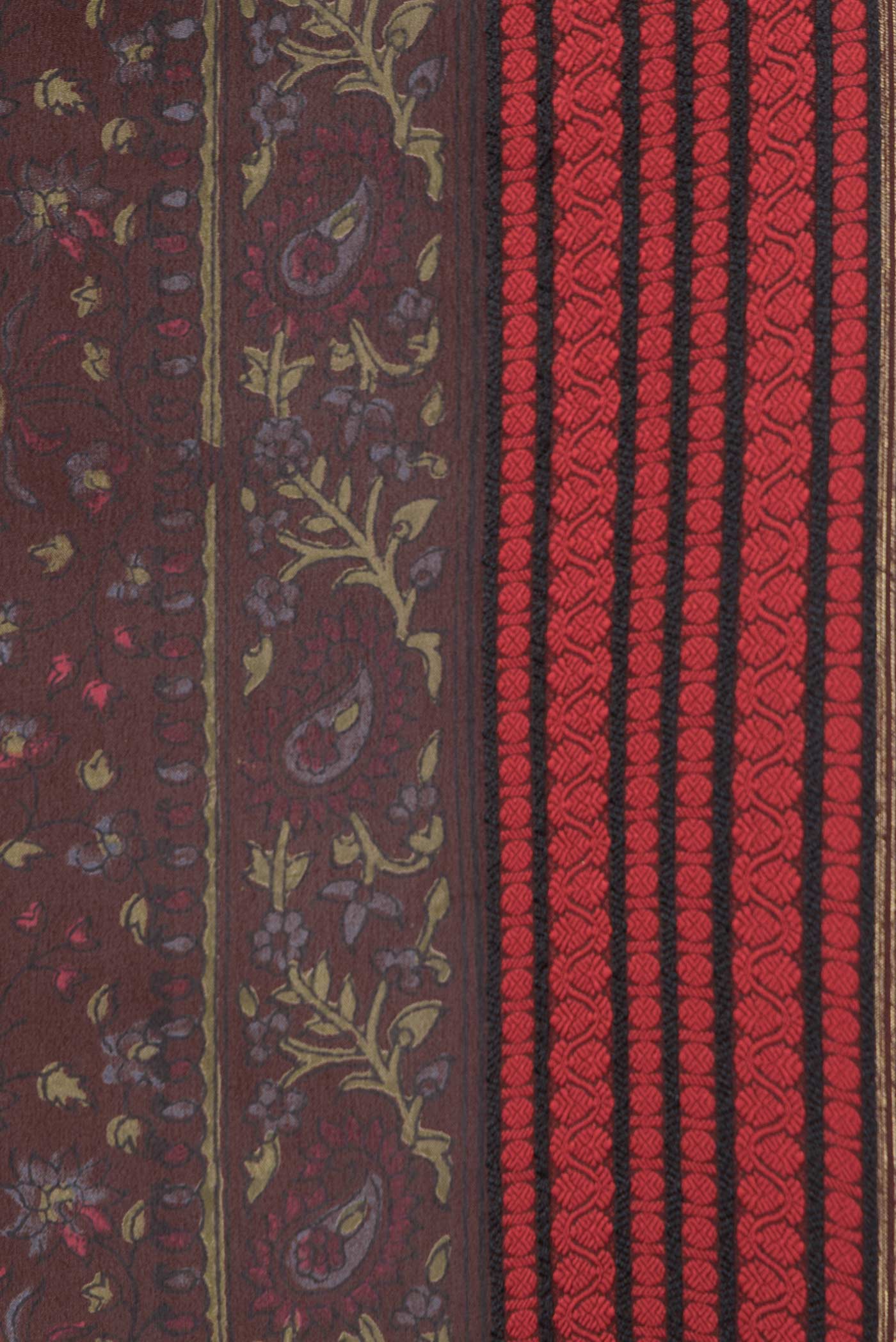 Coffee Brown Dual Tone Mysore Crepe Saree - Image 3