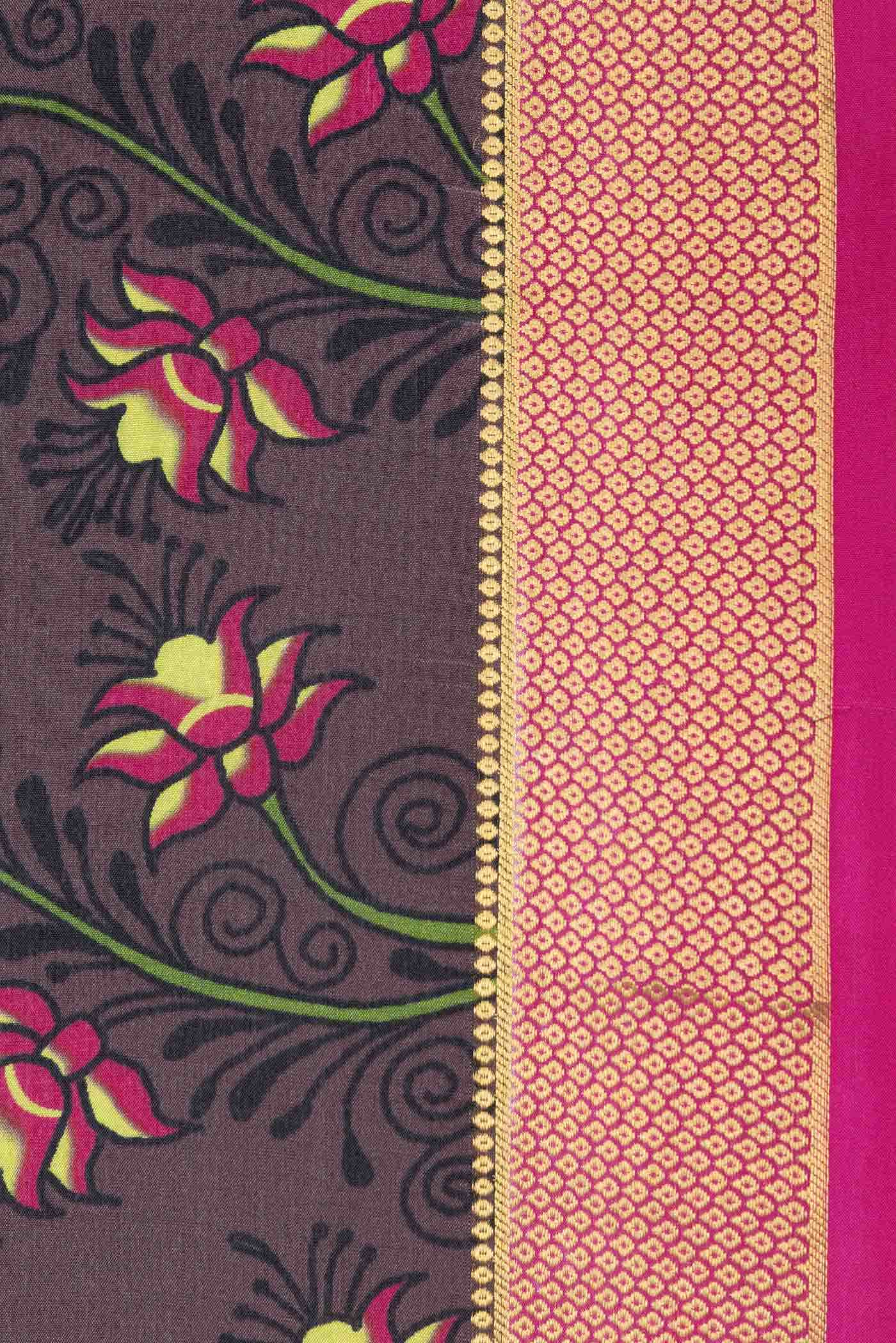 Multi Color Mysore Crepe Saree - Image 5