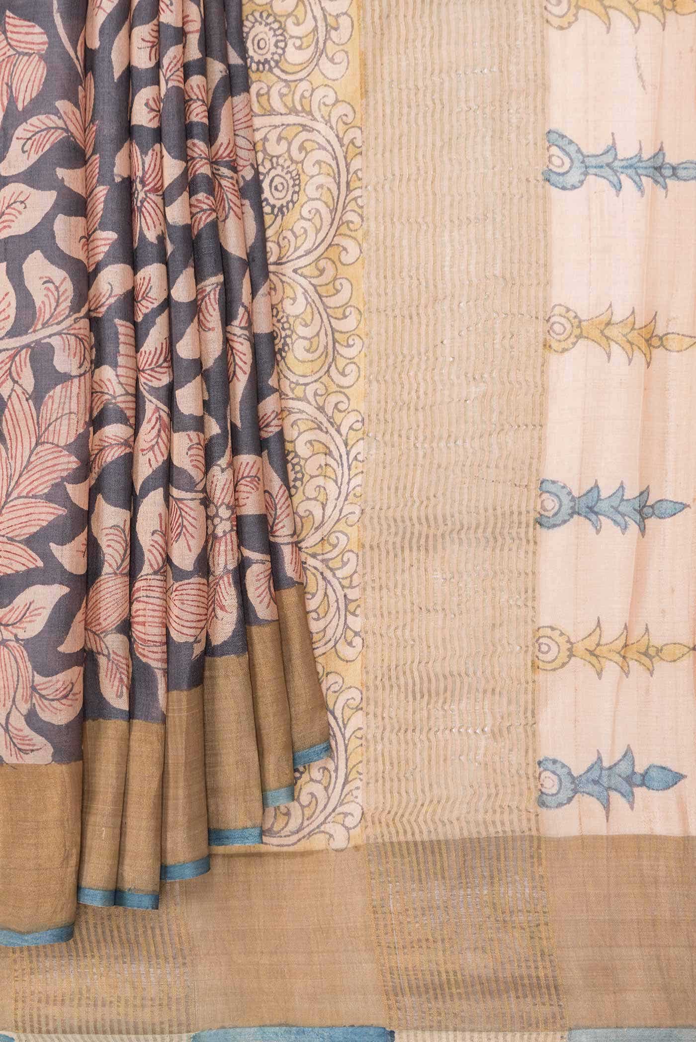 Coffee Brown Dual Tone Tussar Silk Saree - Image 2
