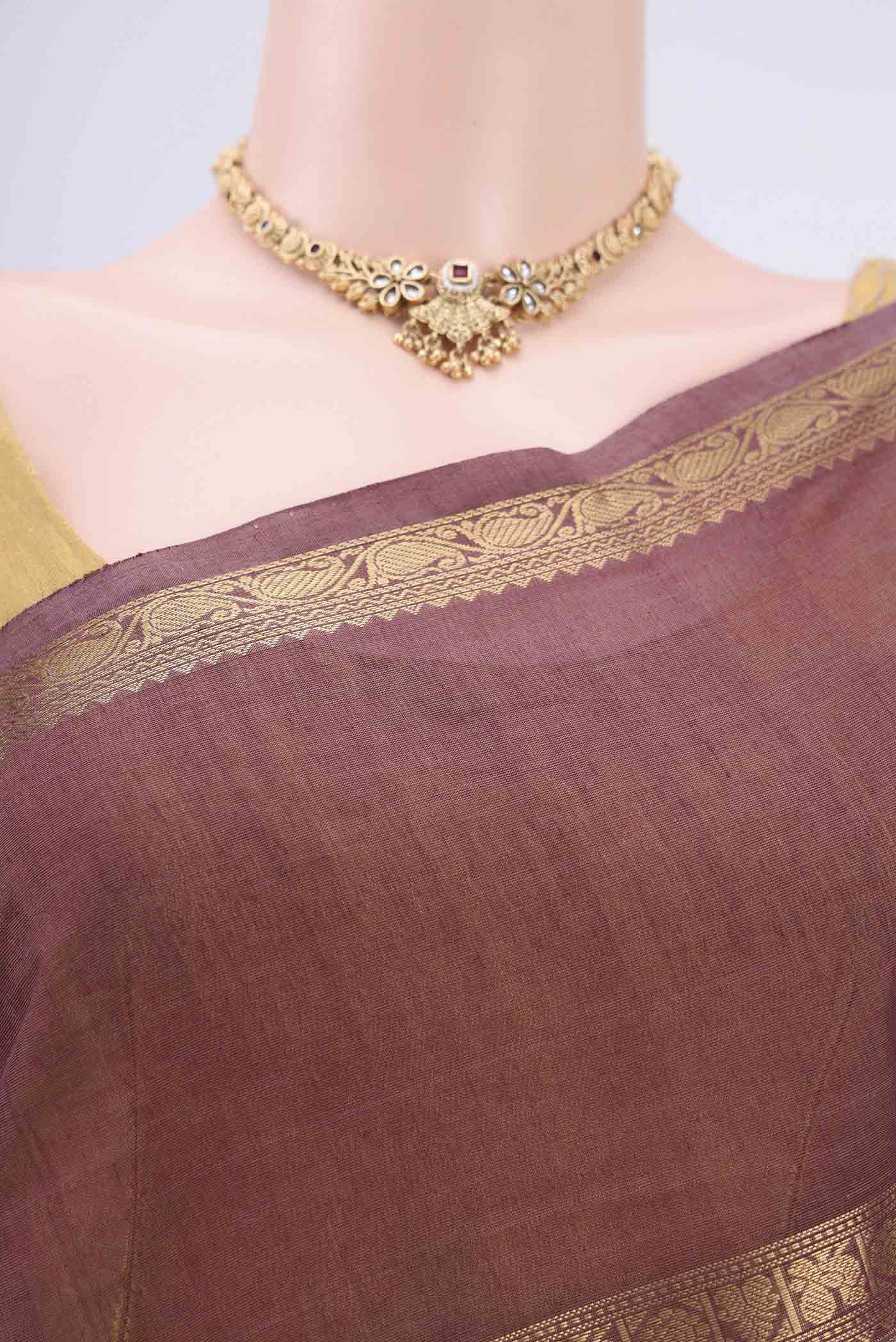 Coffee Brown Kanchi Cotton Saree - Image 2