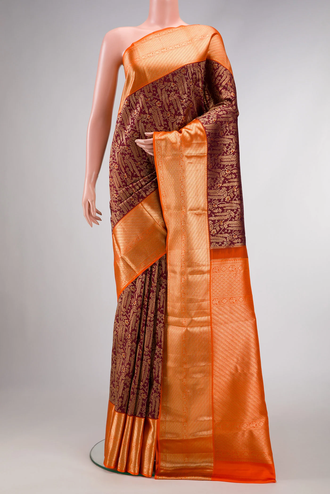 Coffee Brown Kanchipuram Silk Saree