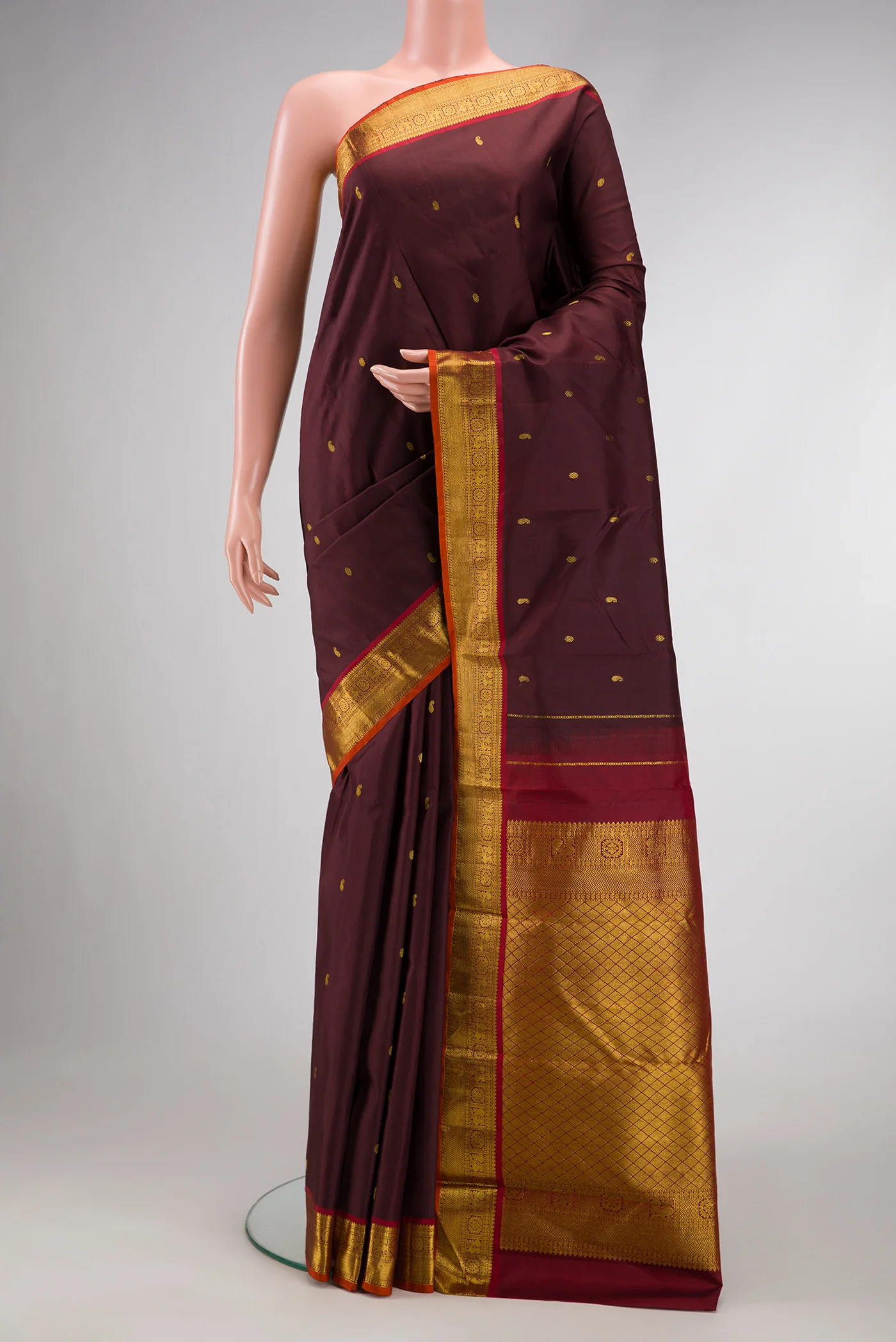 Coffee Brown Kanjivaram Silk Saree