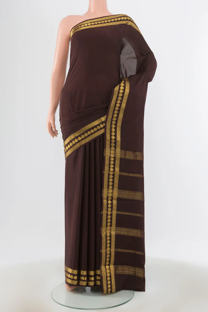 Coffee Brown Mysore Crepe Saree