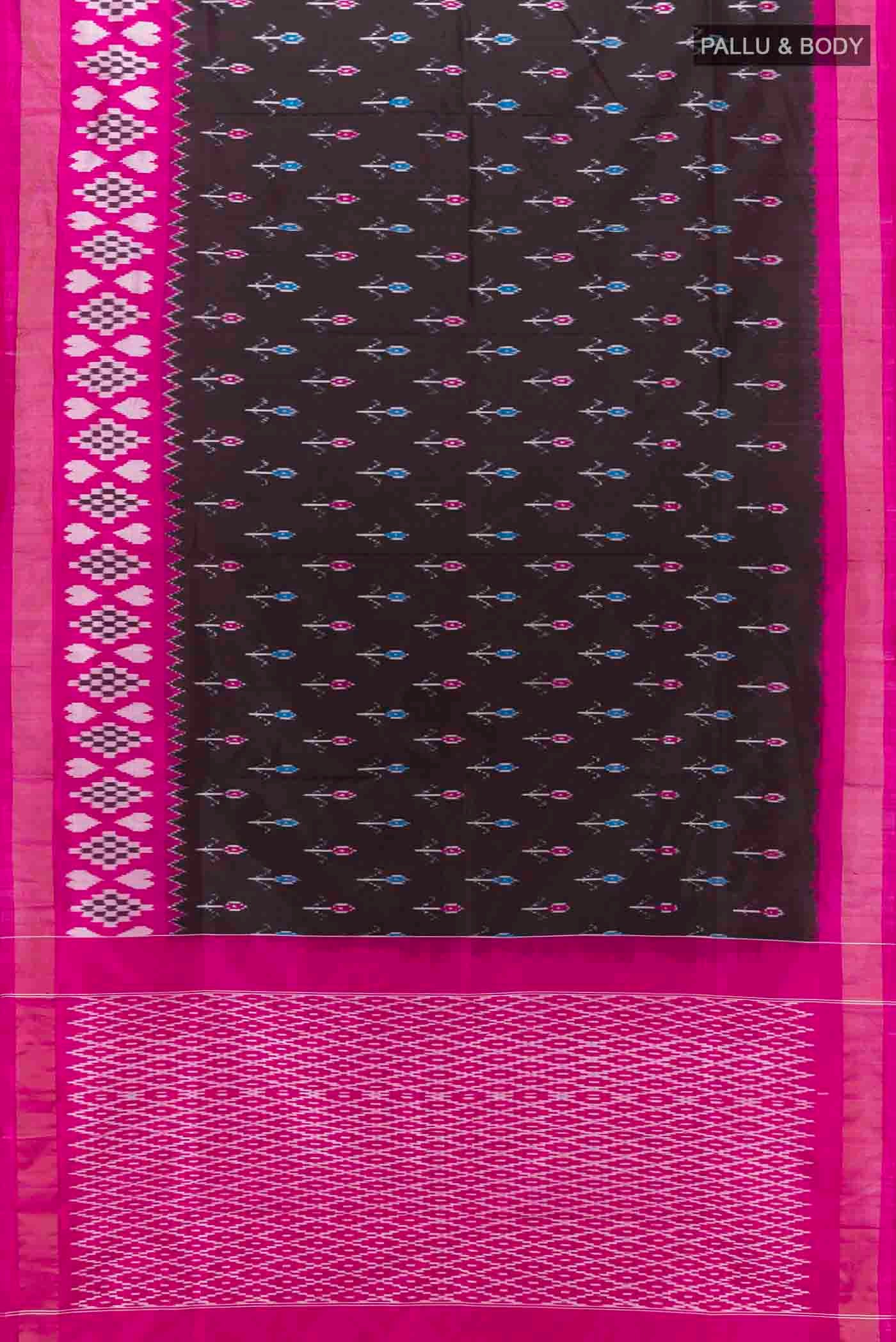 Coffee Brown Pochampally Silk Saree - Image 5