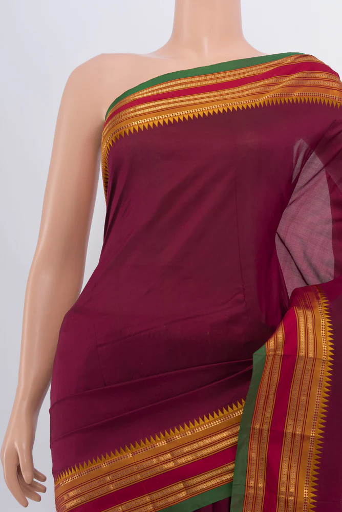 Maroon Narayanpet Silk Saree - Image 2