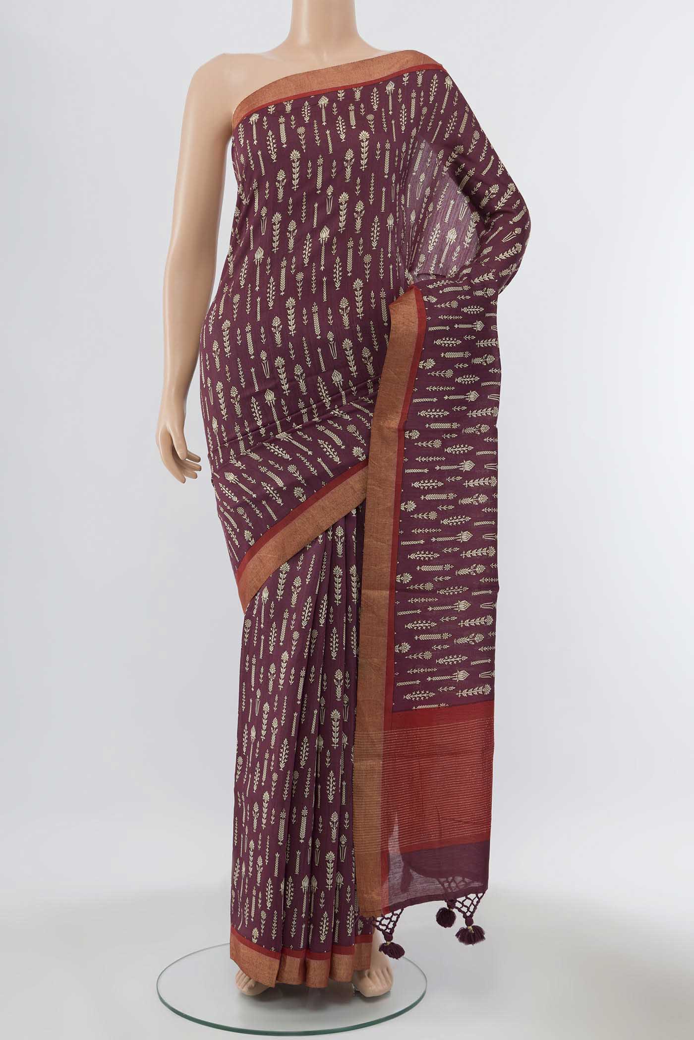 Coffee Brown Tussar Silk Saree