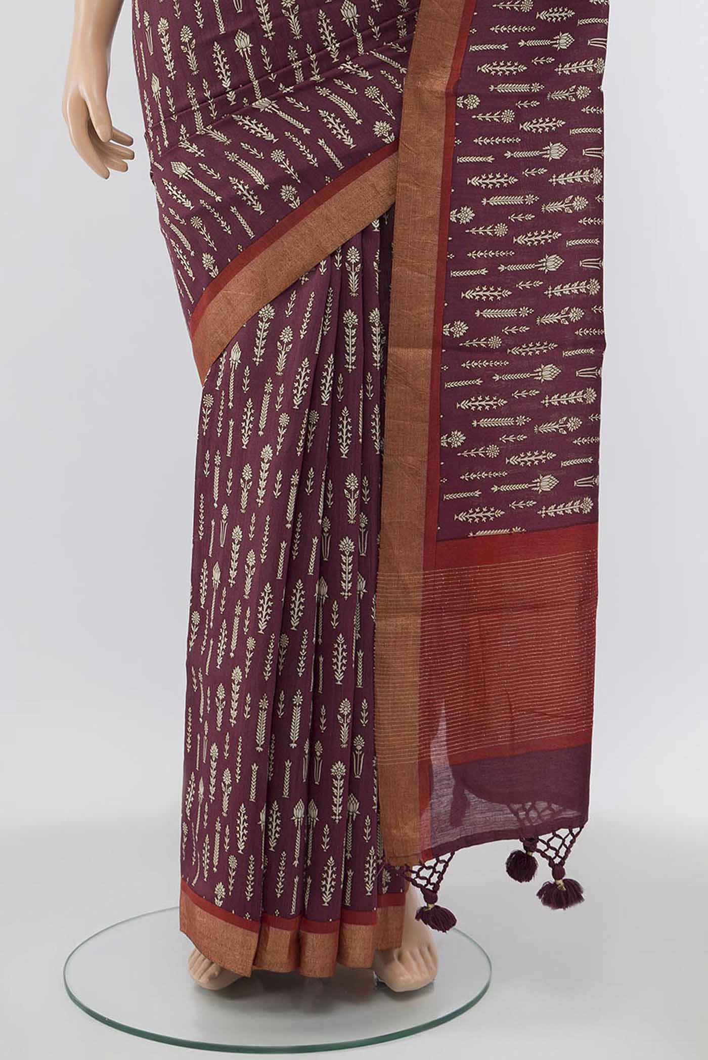 Coffee Brown Tussar Silk Saree - Image 3