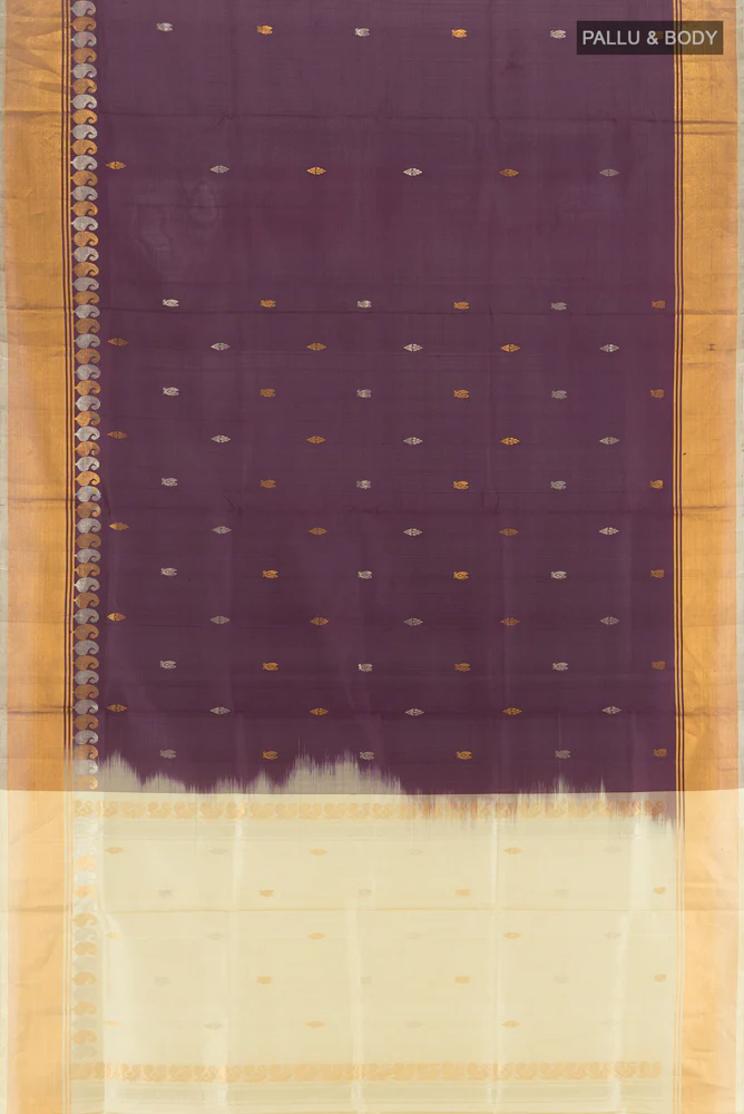 Dark Mauve Uppada Silk Saree - Image 5