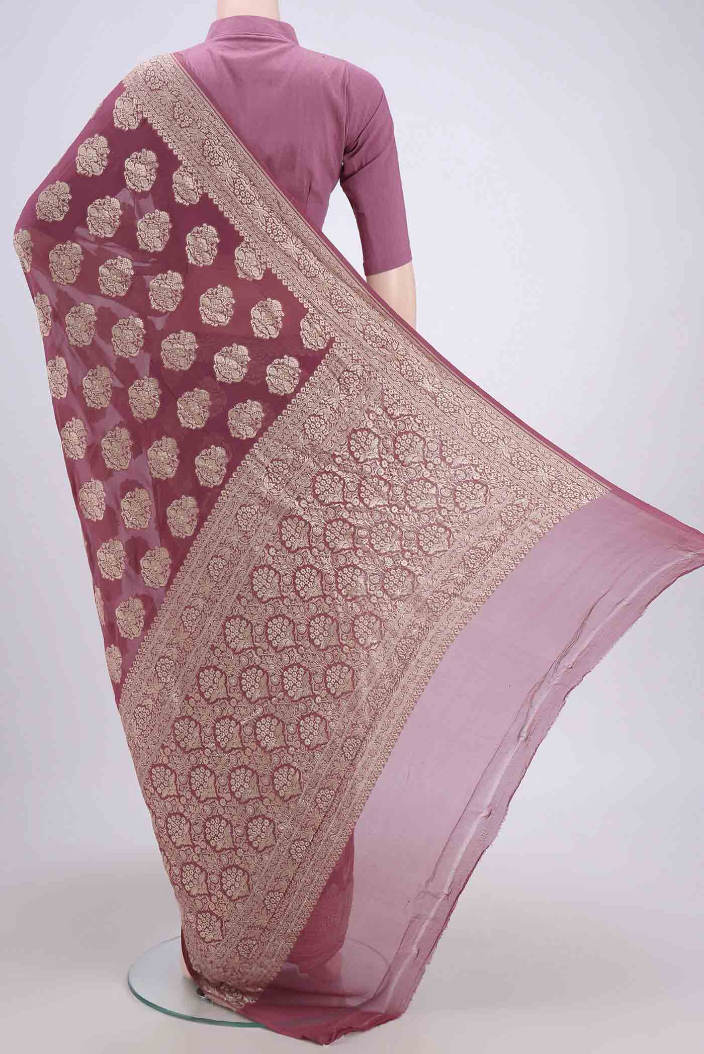 Mauve Banarasi Georgette Saree - Image 3