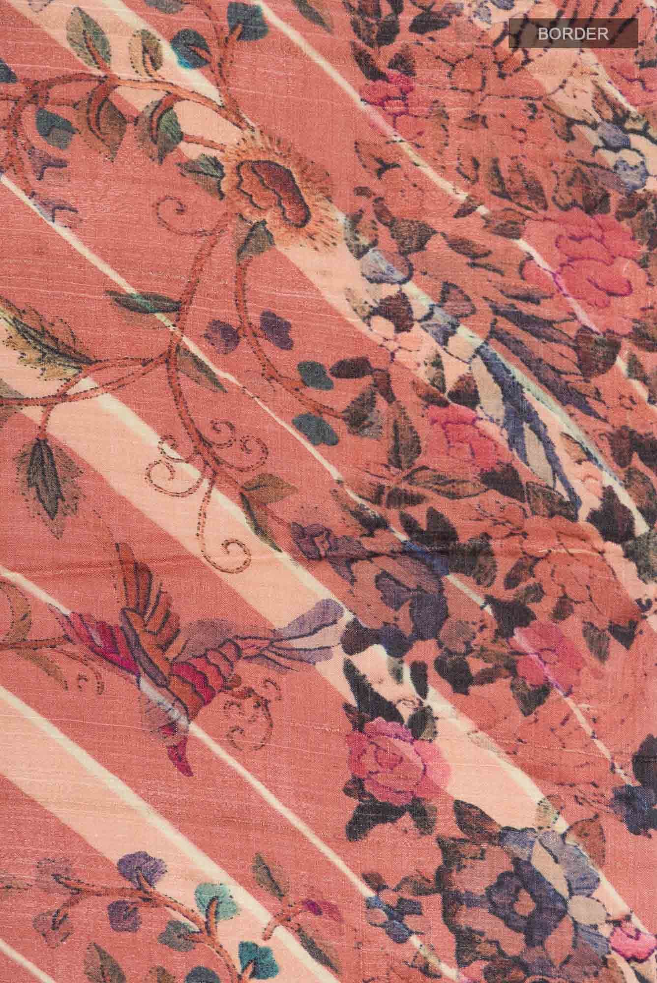 Coral Bhagalpuri Tussar Silk Saree - Image 4