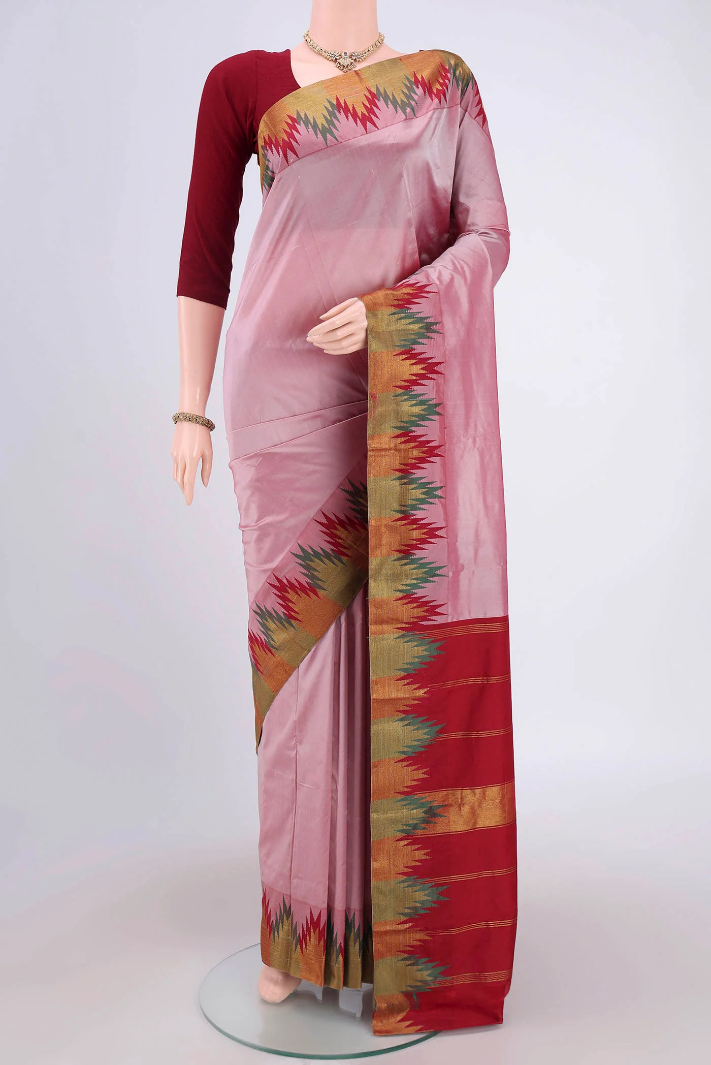 Rose pink Blended Bangalore Silk Saree