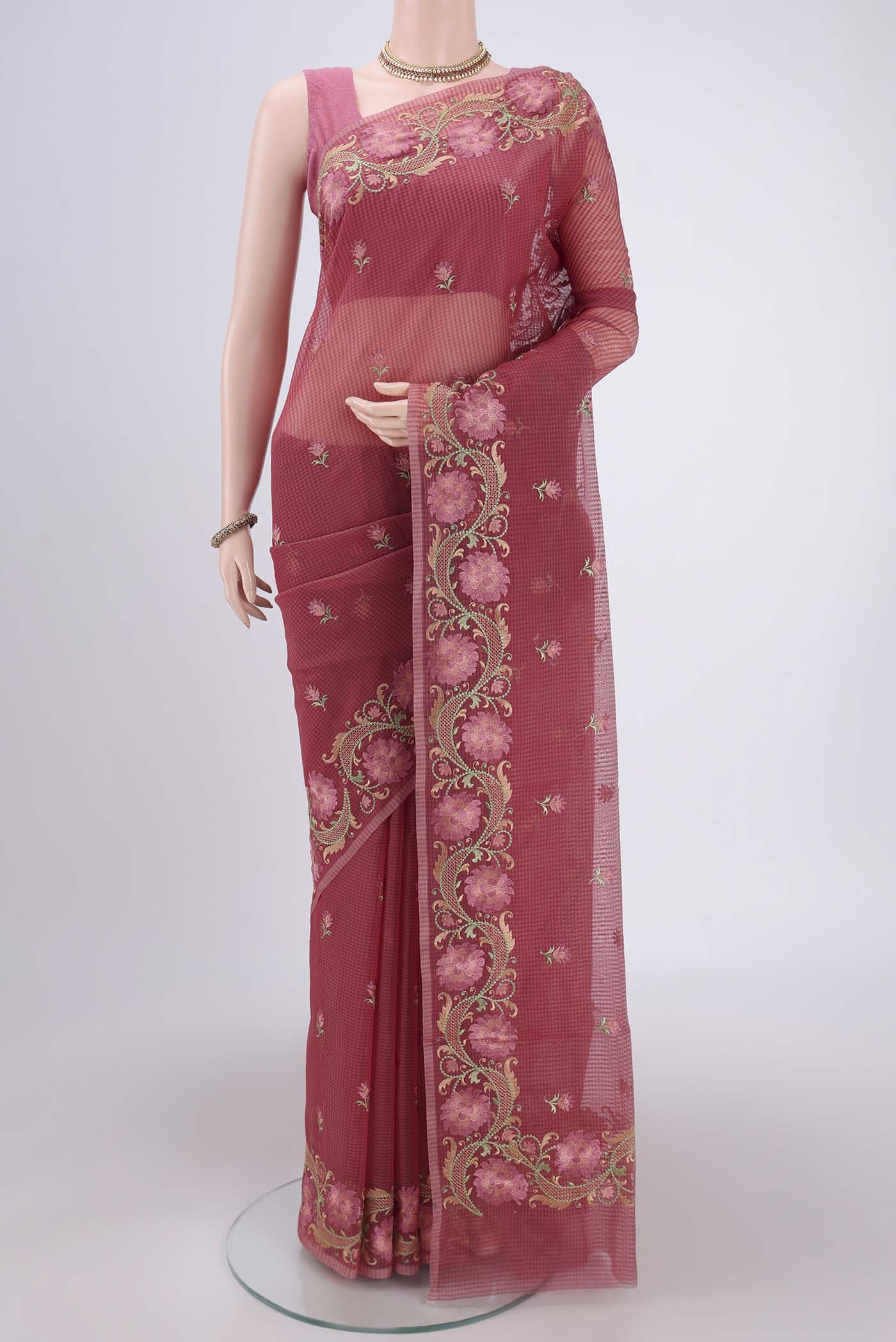 Coral Blended Kota Cotton Saree