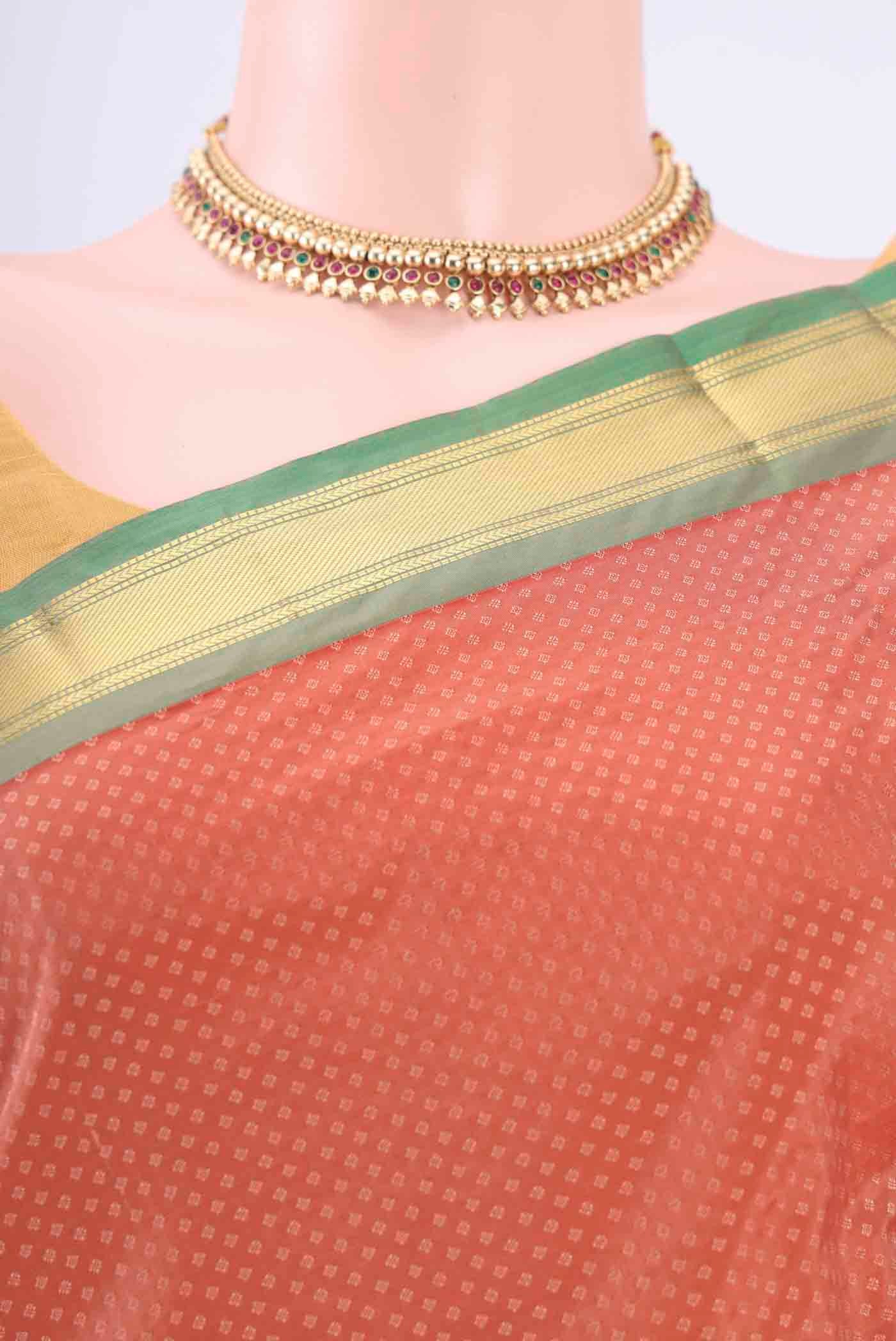 Coral Dual Tone Blended Bangalore Silk Saree - Image 2