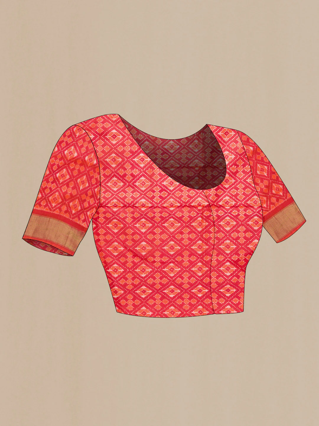 Orange Pochampally Silk Saree - Image 5