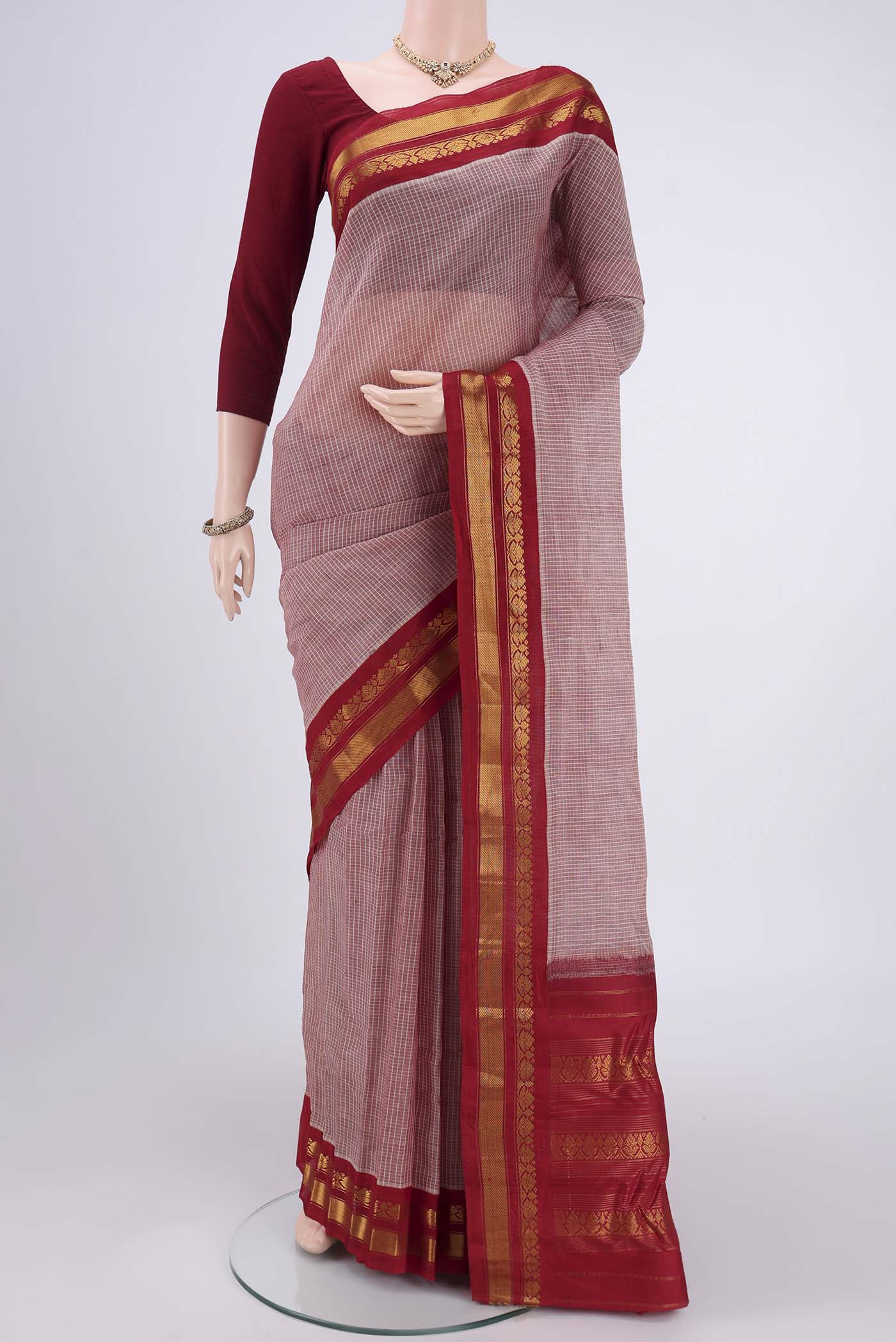 Brown Gadwal Silk Cotton Saree