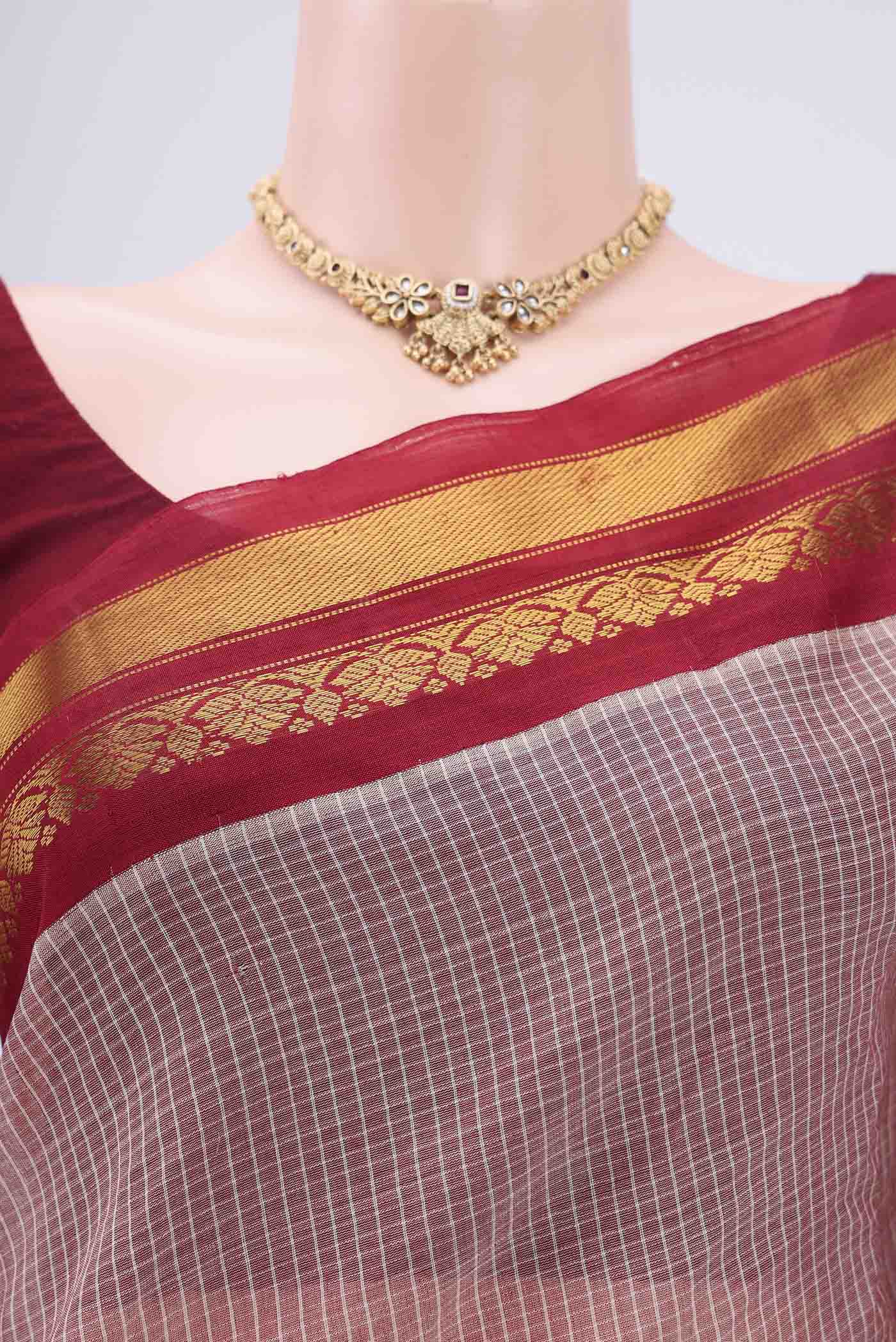 Brown Gadwal Silk Cotton Saree - Image 2