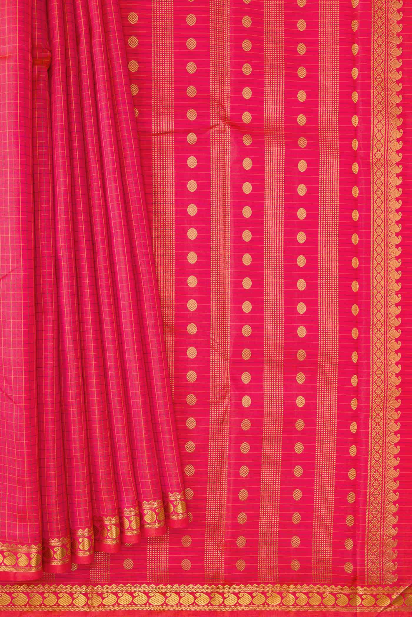 Coral Dual Tone Kanchipuram Silk Saree - Image 4