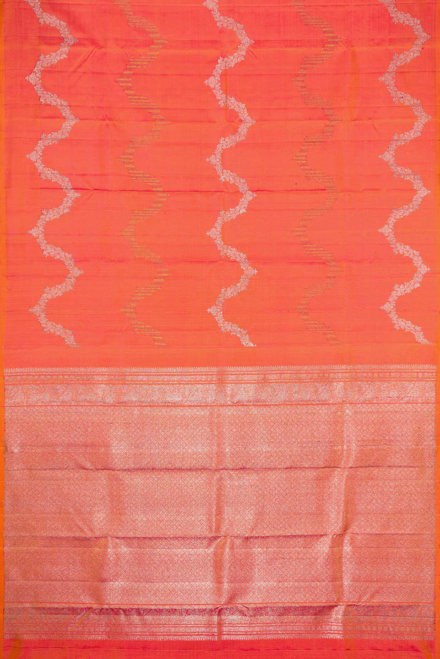 Orange Kanjivaram Silk Saree - Image 5