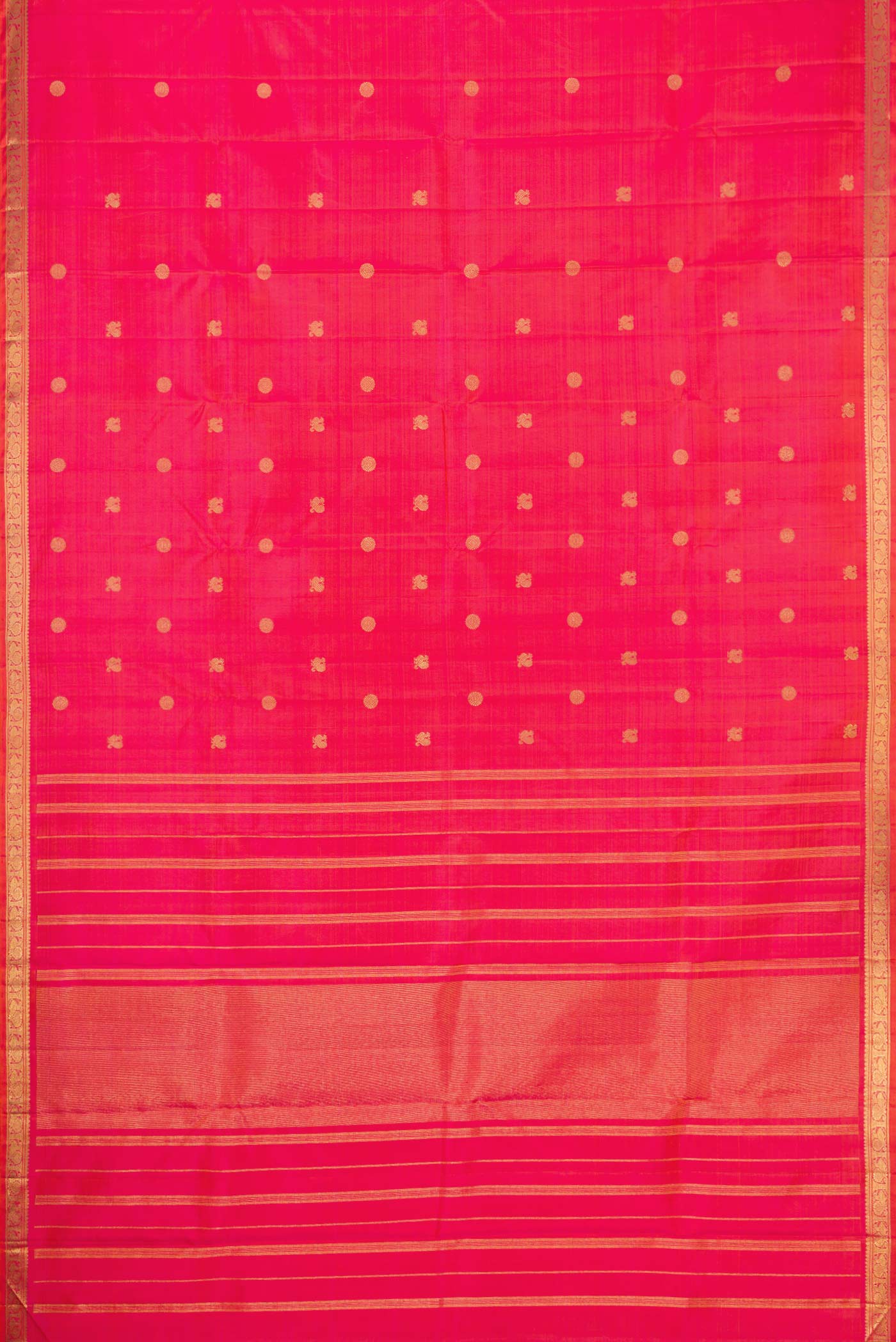 Pure Silk Pure Zari Pink with Orange Color Kanchipuram Saree - Image 6