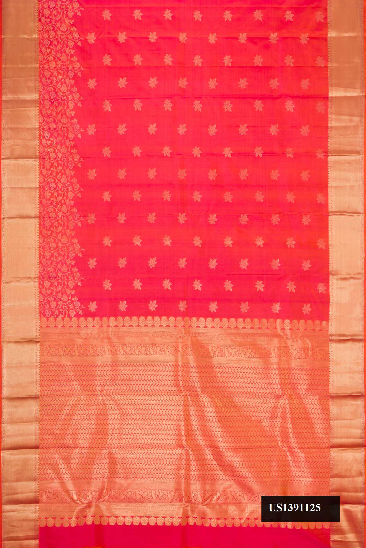 Coral Dual Tone Kanchipuram Silk Saree