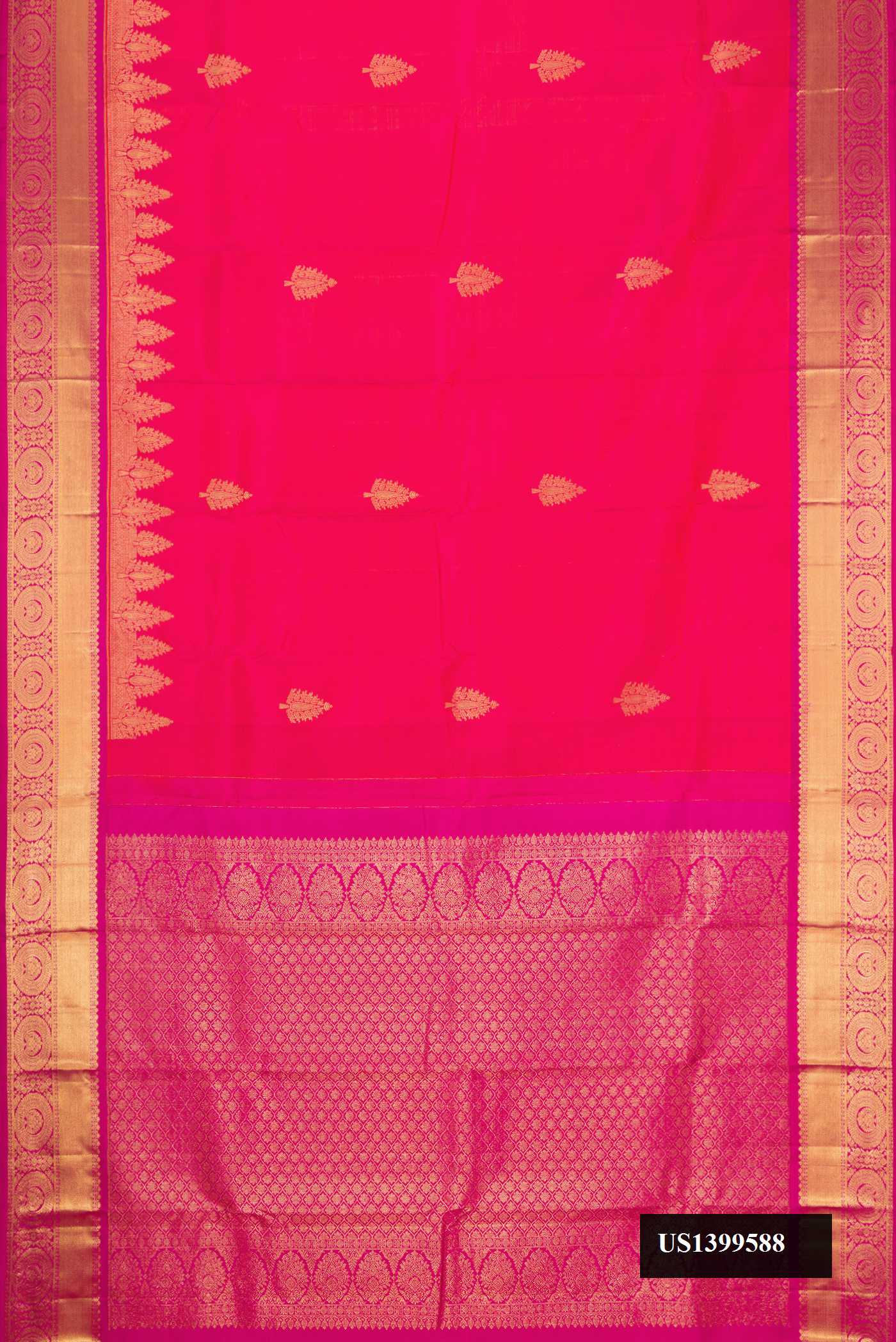 Coral Dual Tone Kanchipuram Silk Saree