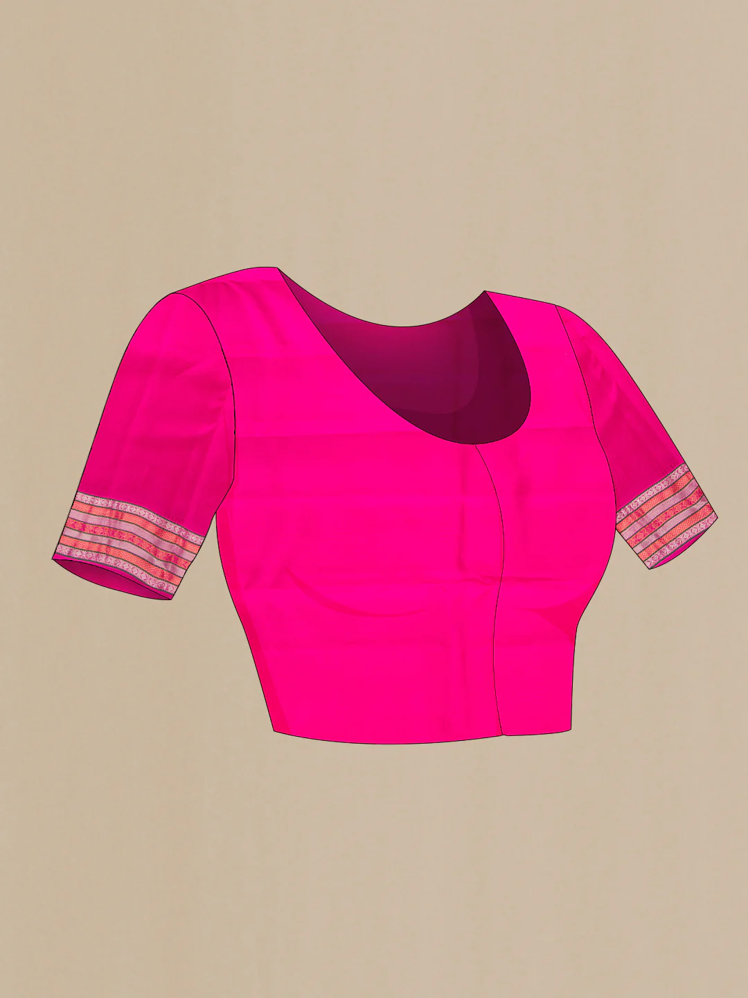 Pink with Orange Color Kanchipuram Silk Saree - Image 5