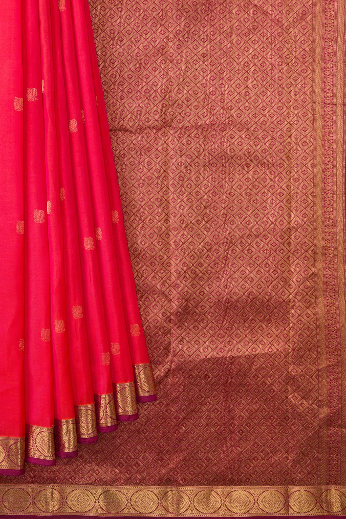 Pink with Orange Color Kanjivaram Silk Saree - Image 4
