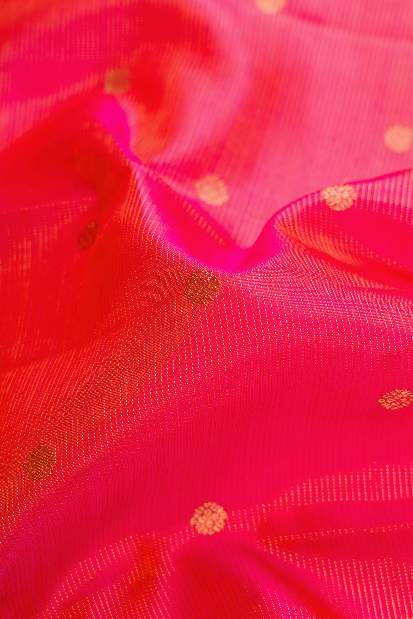 Pure Silk Pure Zari Pink with Orange Color Kanjivaram Saree - Image 2