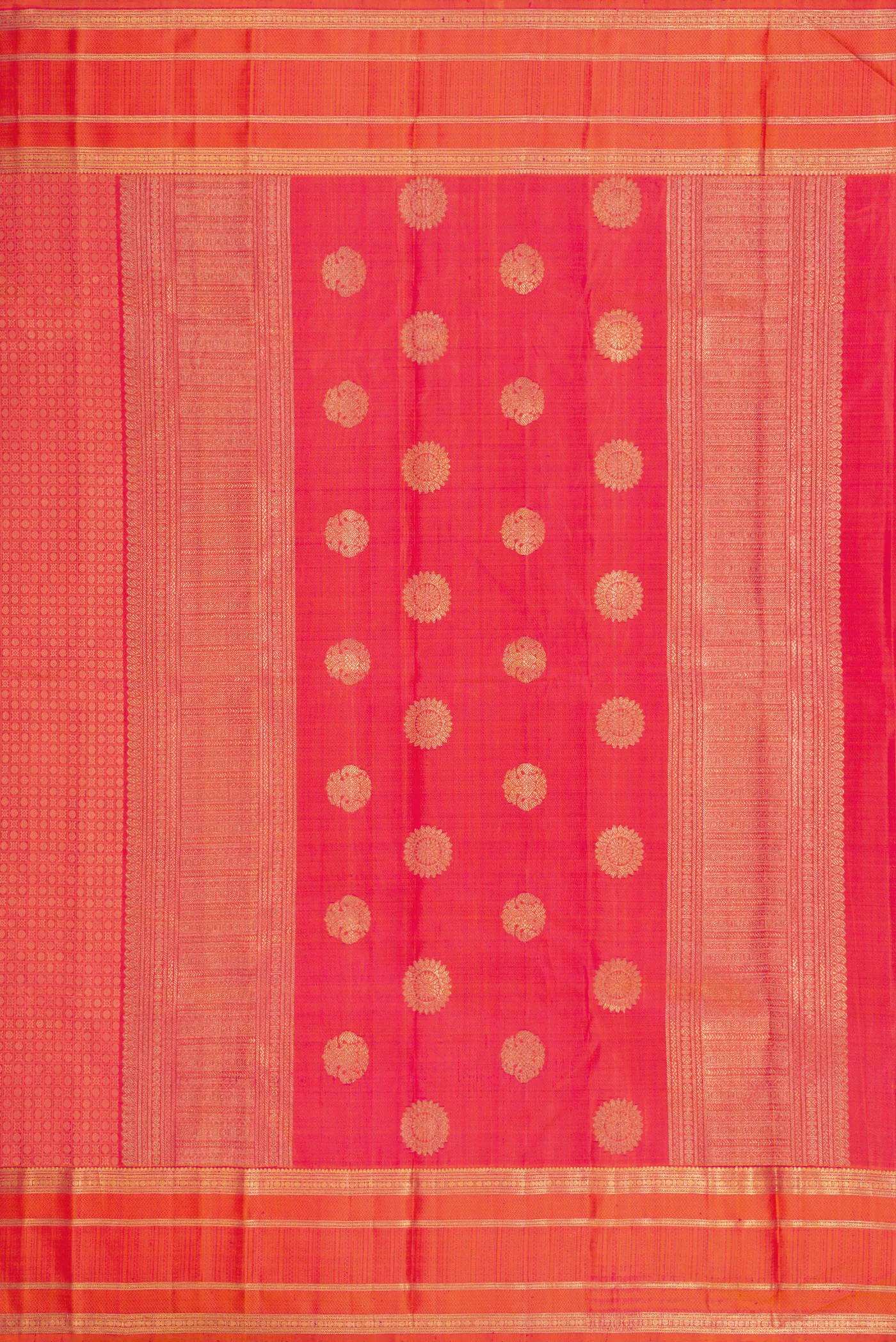 Pure Silk Pure Zari Coral Dual Tone Kanjivaram Saree - Image 7