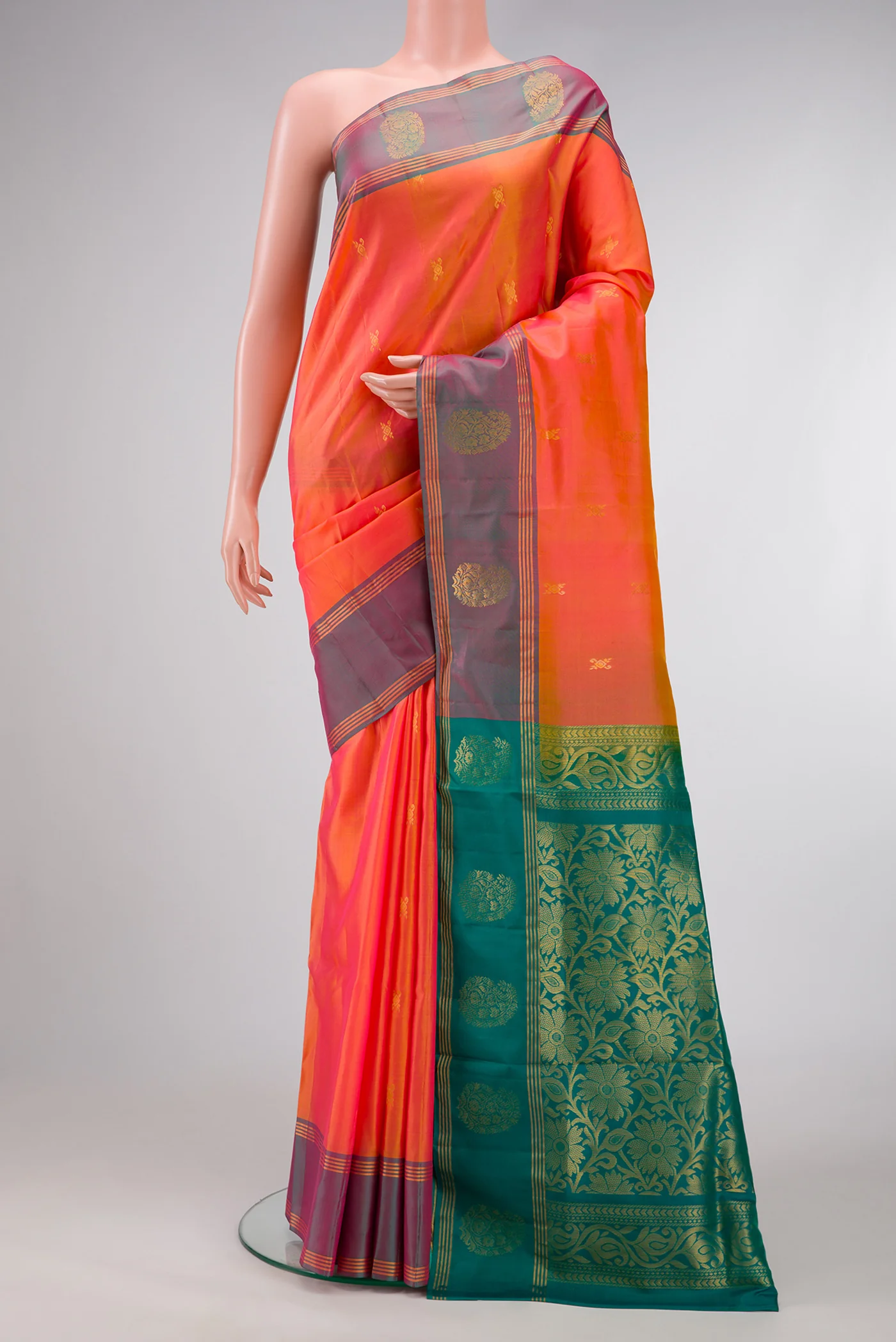 Pink with Orange Color Soft Silk Saree
