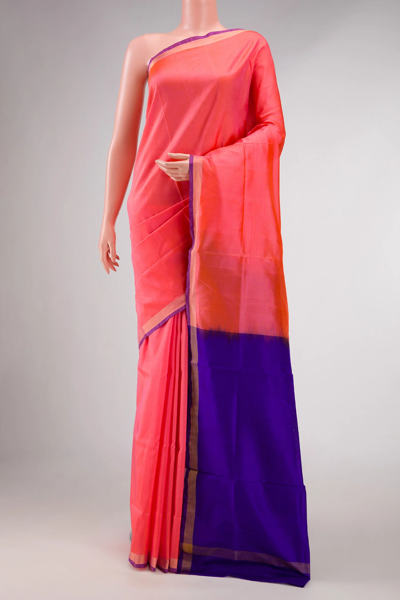 Coral Dual Tone Uppada Silk Saree