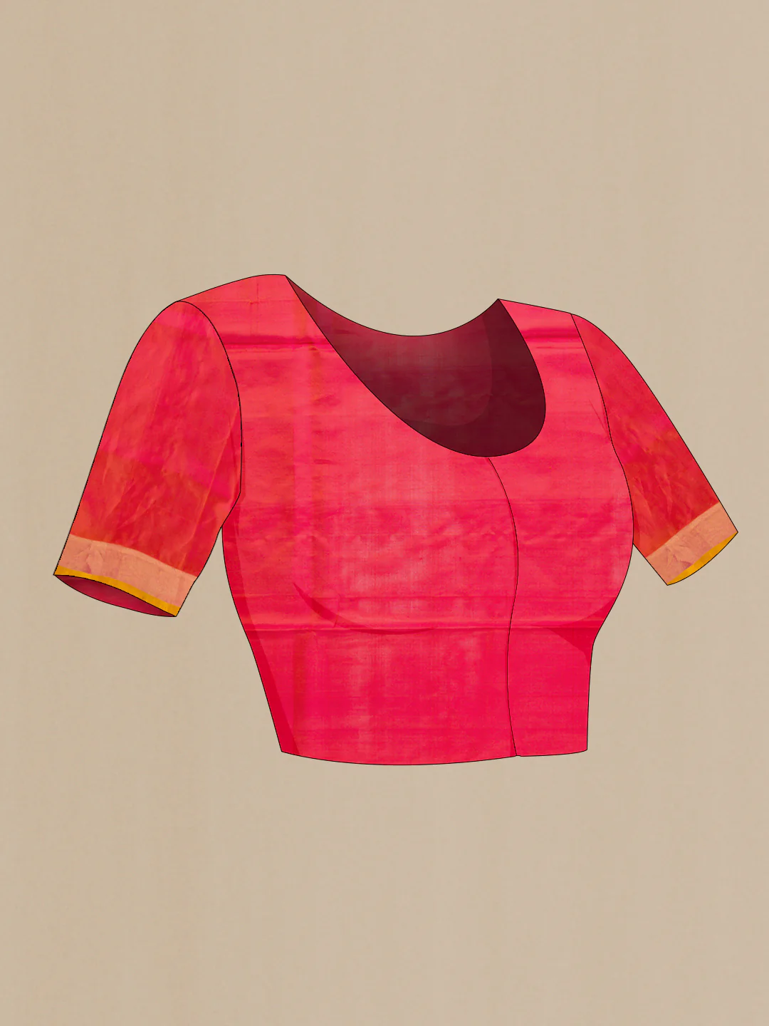 Pink with Orange Color Uppada Silk Saree - Image 5