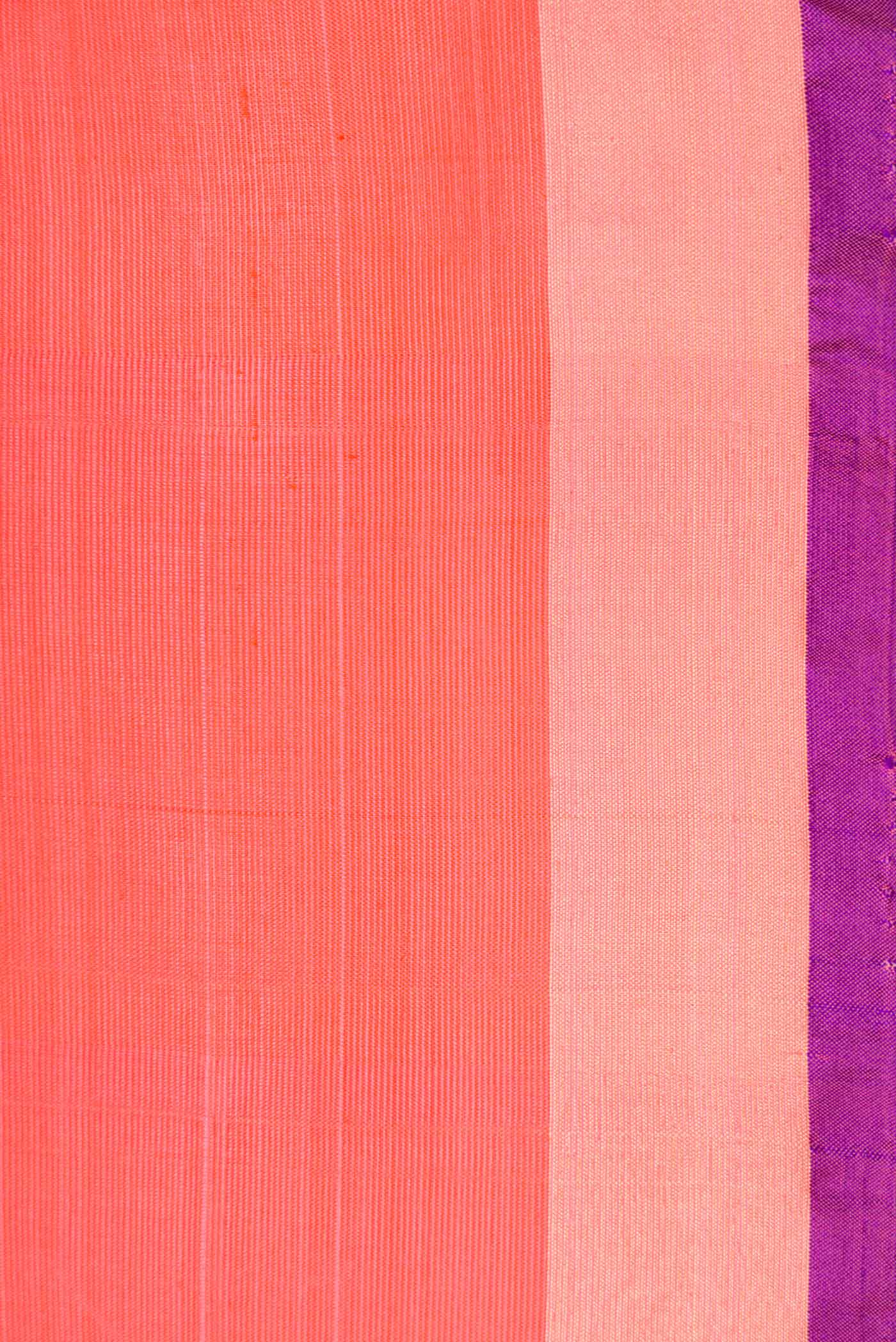 Coral Dual Tone Uppada Silk Saree - Image 3