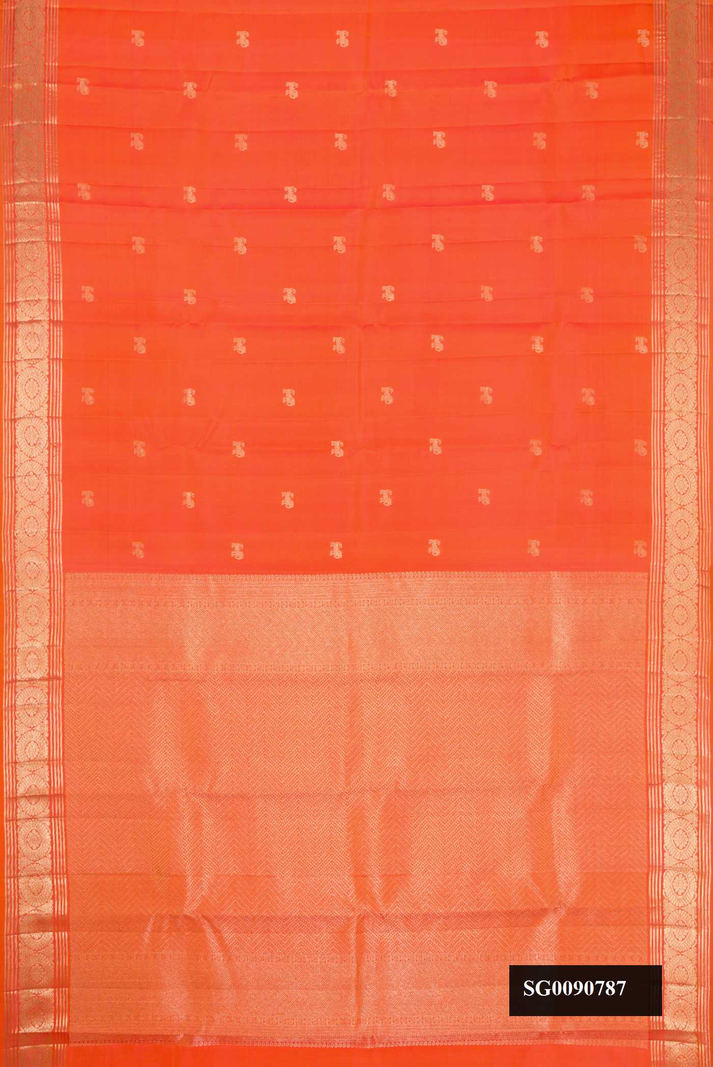 Coral Kanchipuram Silk Saree